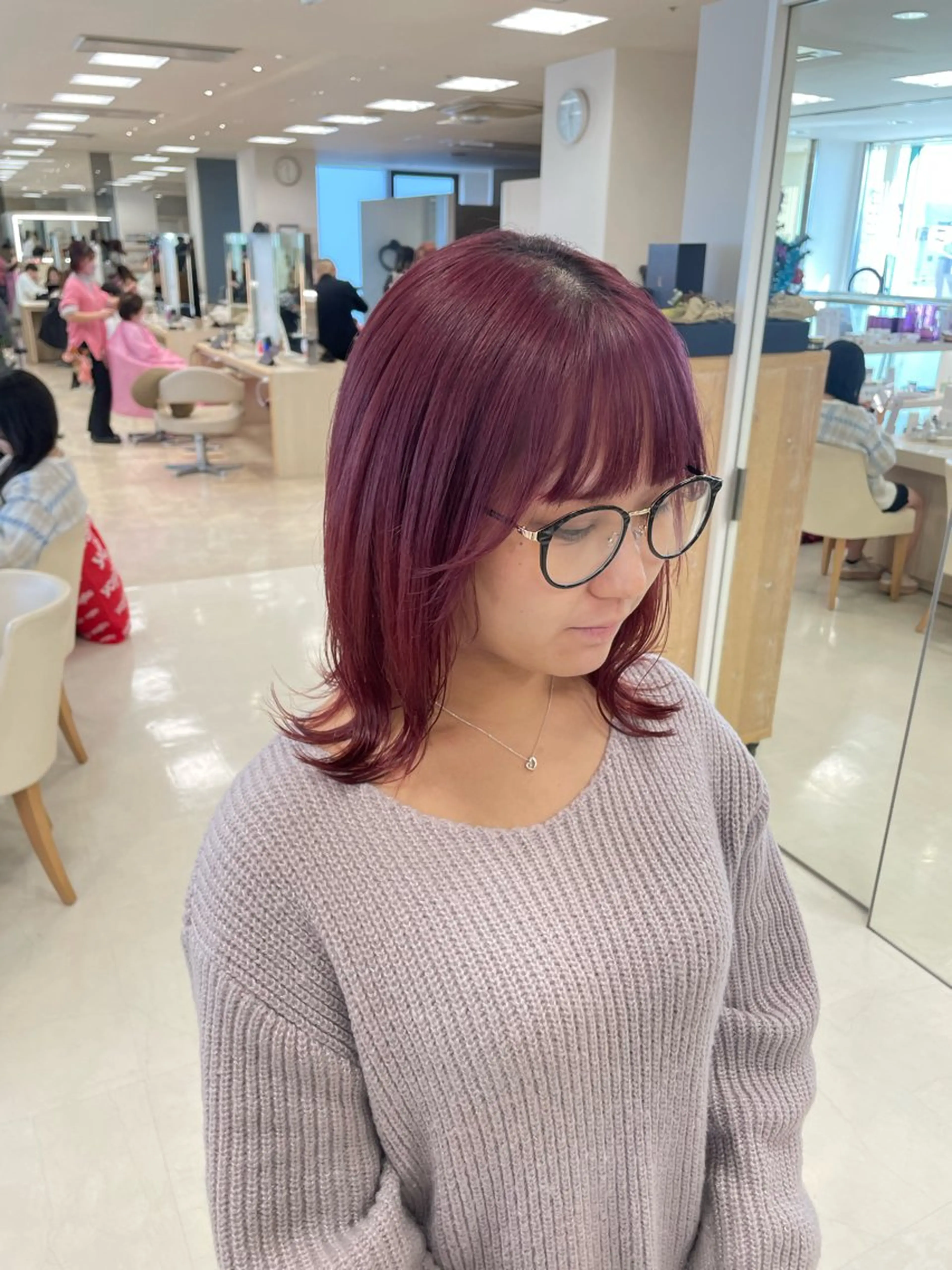 ミディアム カラー ヘアカラー トリートメント ヘッドスパ ヘアセット 暖色レイヤー 🥀REIRIのヘアスタイル