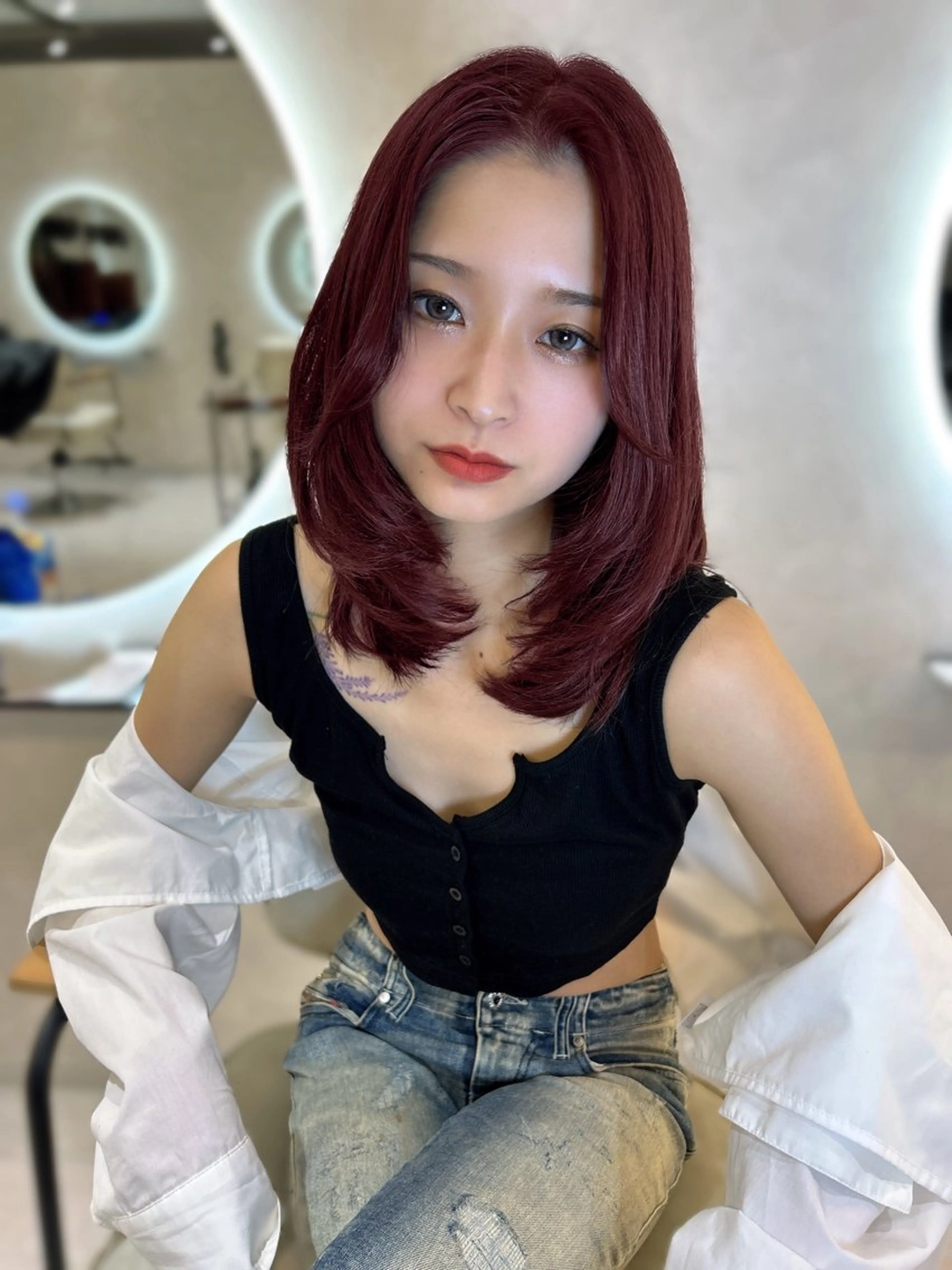 ミディアム enu所属・enu梅田 韓国ヘア ゆりのヘアスタイル