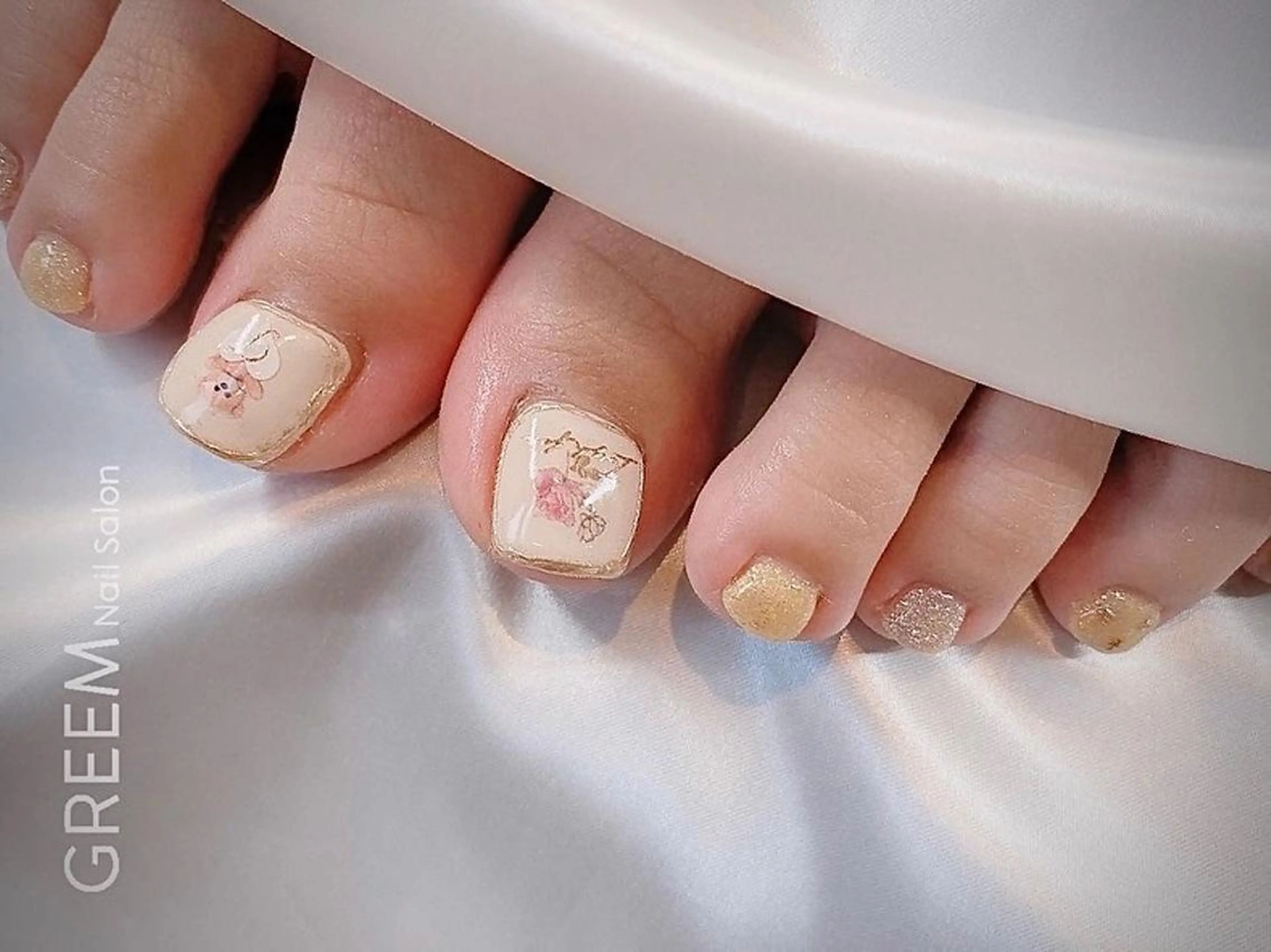 ネイル フラワーネイル フットネイル 春ネイル フットネイル GREEM グリームのネイルデザイン