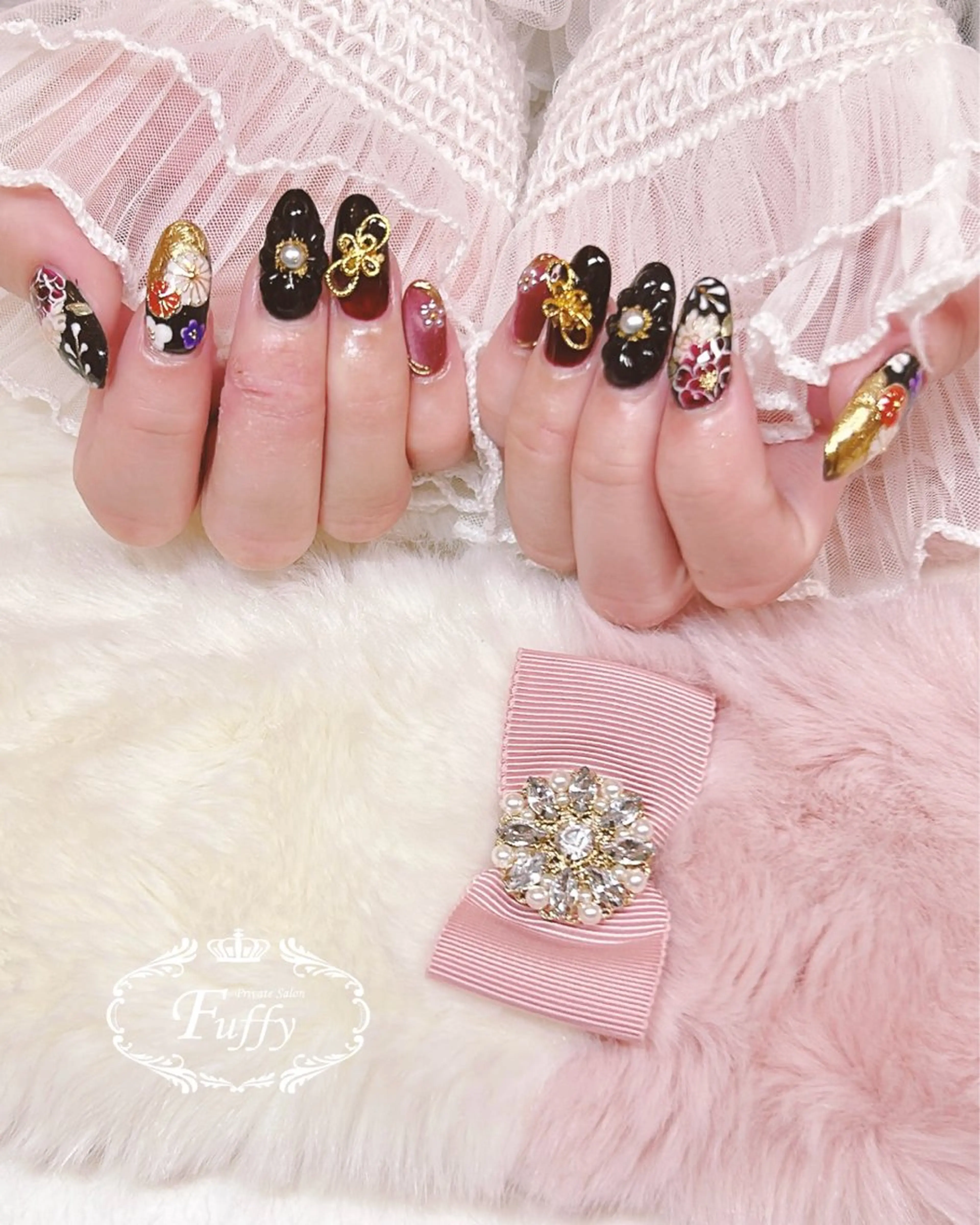 ネイル リボン ハンドネイル Fuffy所属・フーフィー Fuffyのネイルデザイン