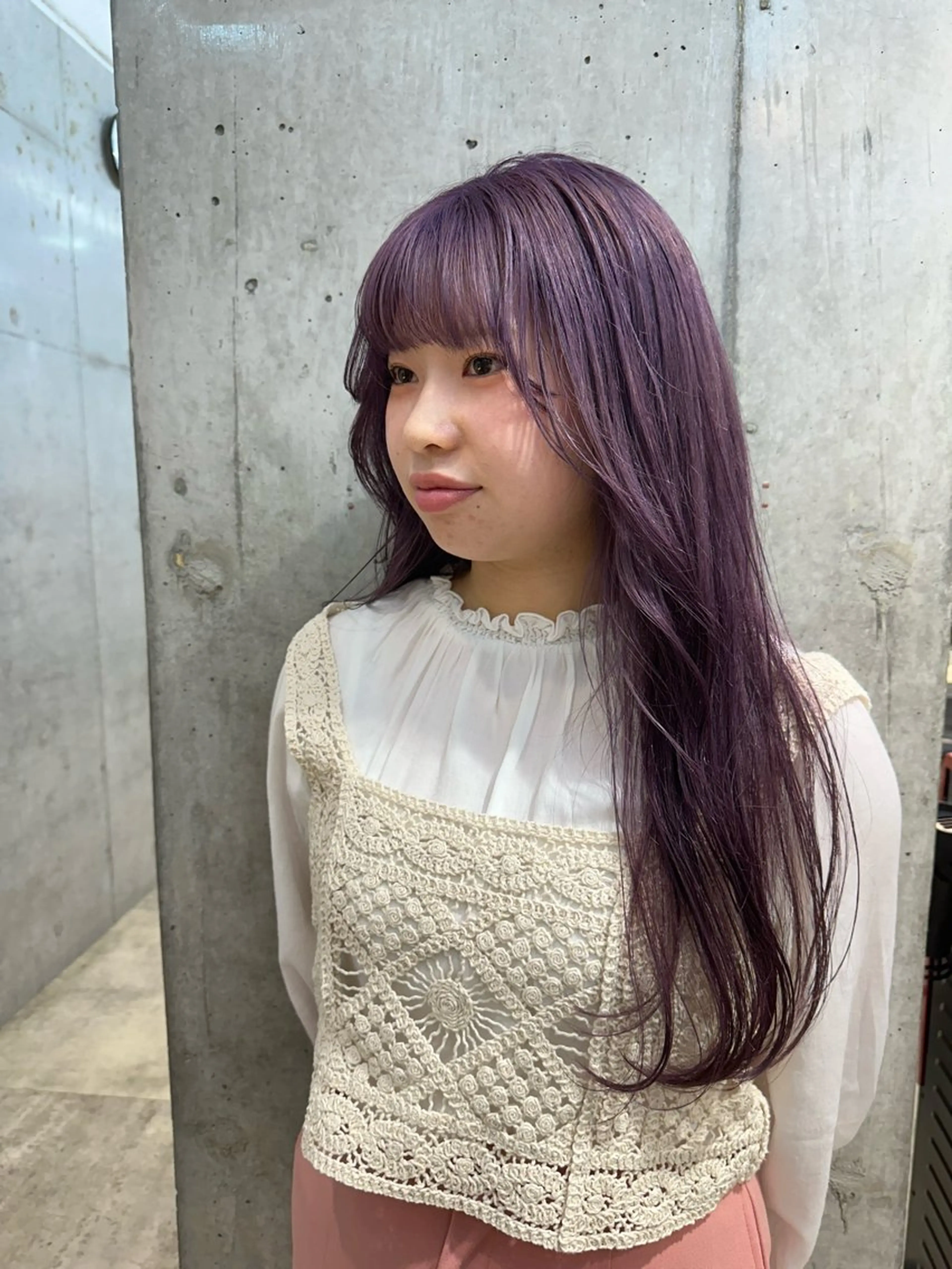 ロング カラー パープルカラー さとう あやかのヘアスタイル