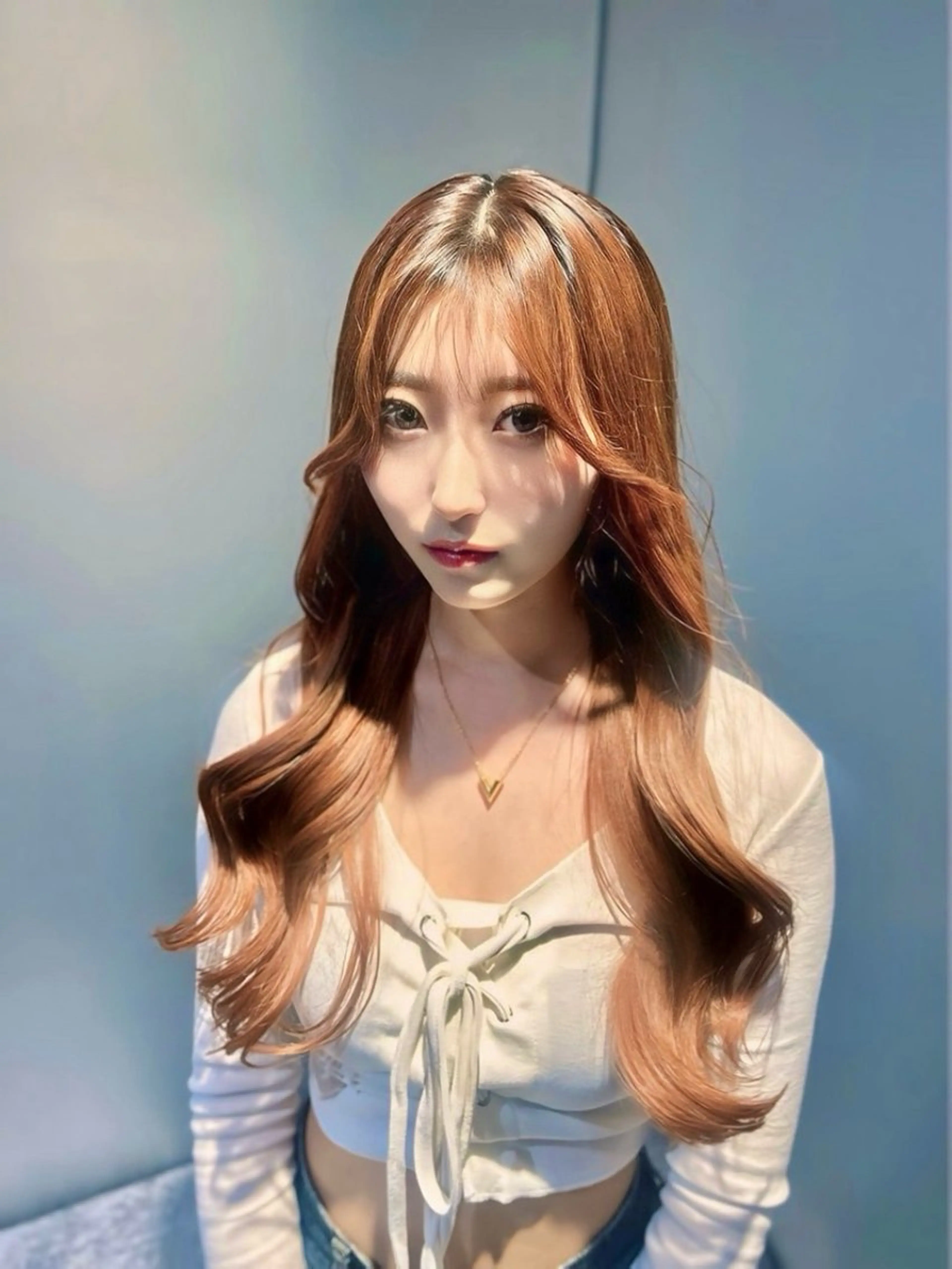 ロング カラー ベージュカラー オレンジ オレンジベージュ 髪質改善 韓国風ヘア カット ヘアカラー トリートメント 韓国レイヤー ×髪質改善✨純大のヘアスタイル