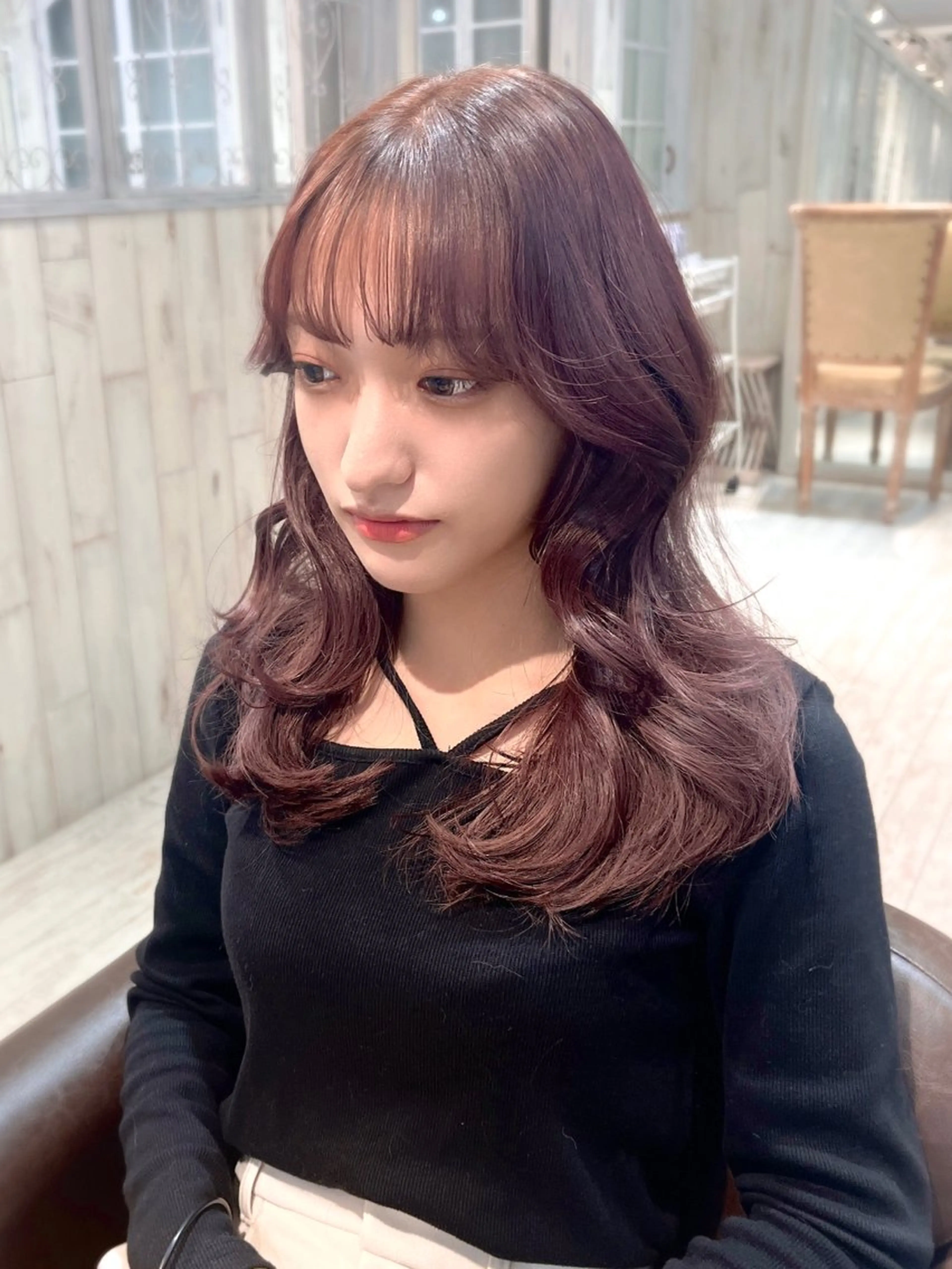 セミロング くびれヘア 韓国風ヘア 似合わせカット ワンホンヘア ヘアカラー レイヤーカット ✨️進藤ひかりのヘアスタイル