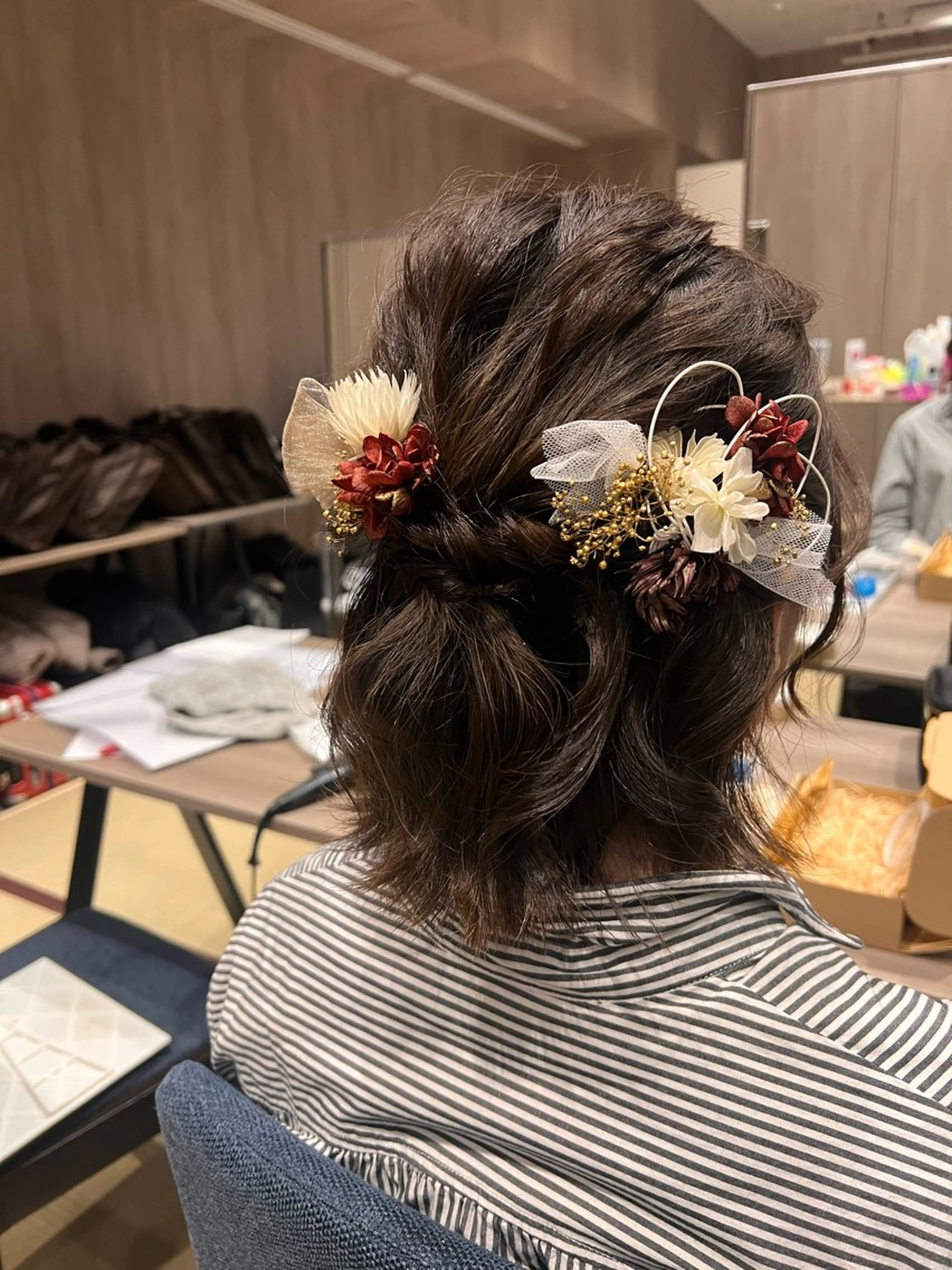 ミディアム ヘアアレンジ 成人式 ハーフアップ ヘアセット 💎透明感カラー/ 韓国ヘア💎KANAのヘアスタイル