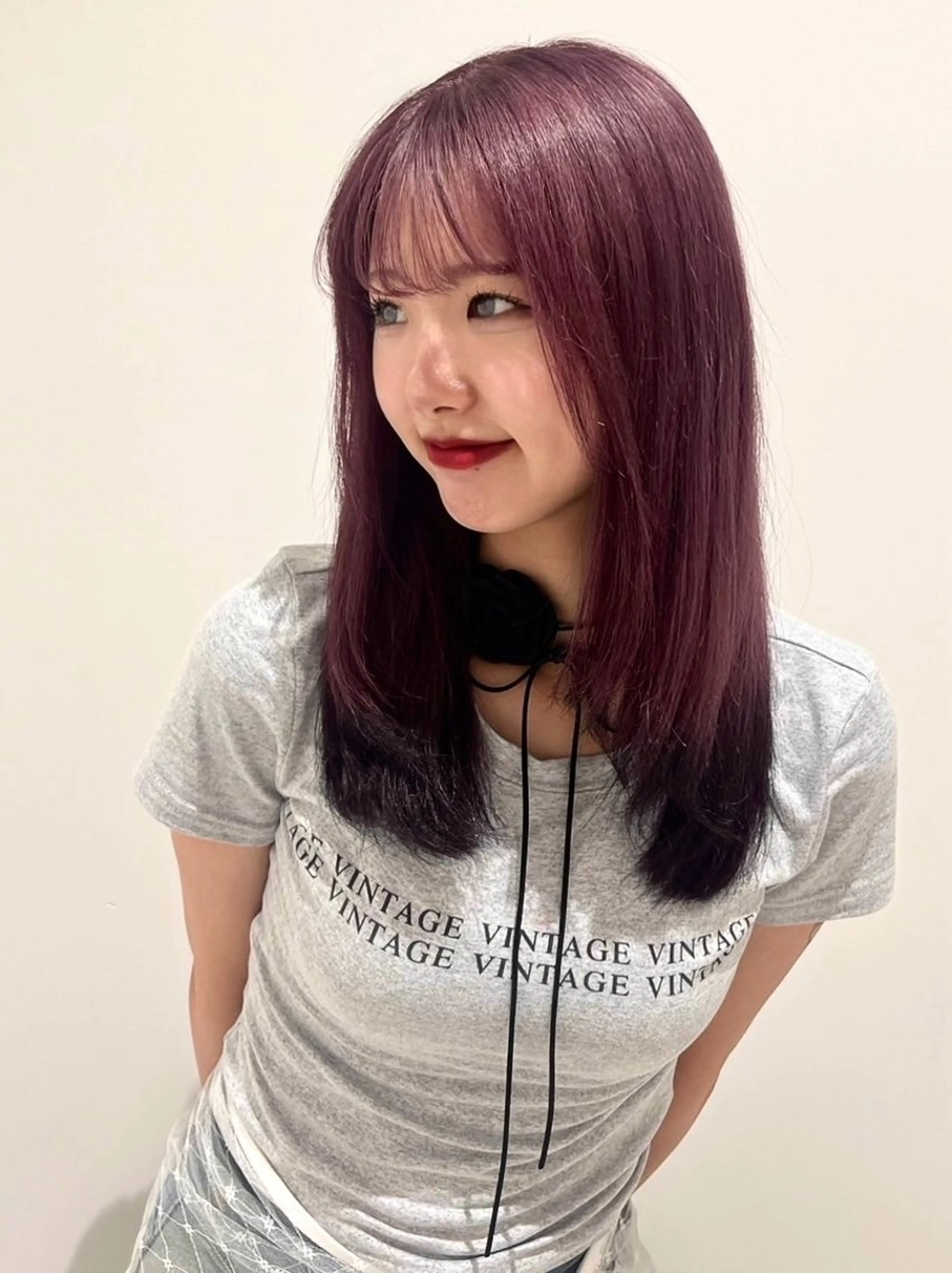 セミロング ヘアカラー 💗暖色/ブリーチ/ レイヤー/横浜/メイのヘアスタイル