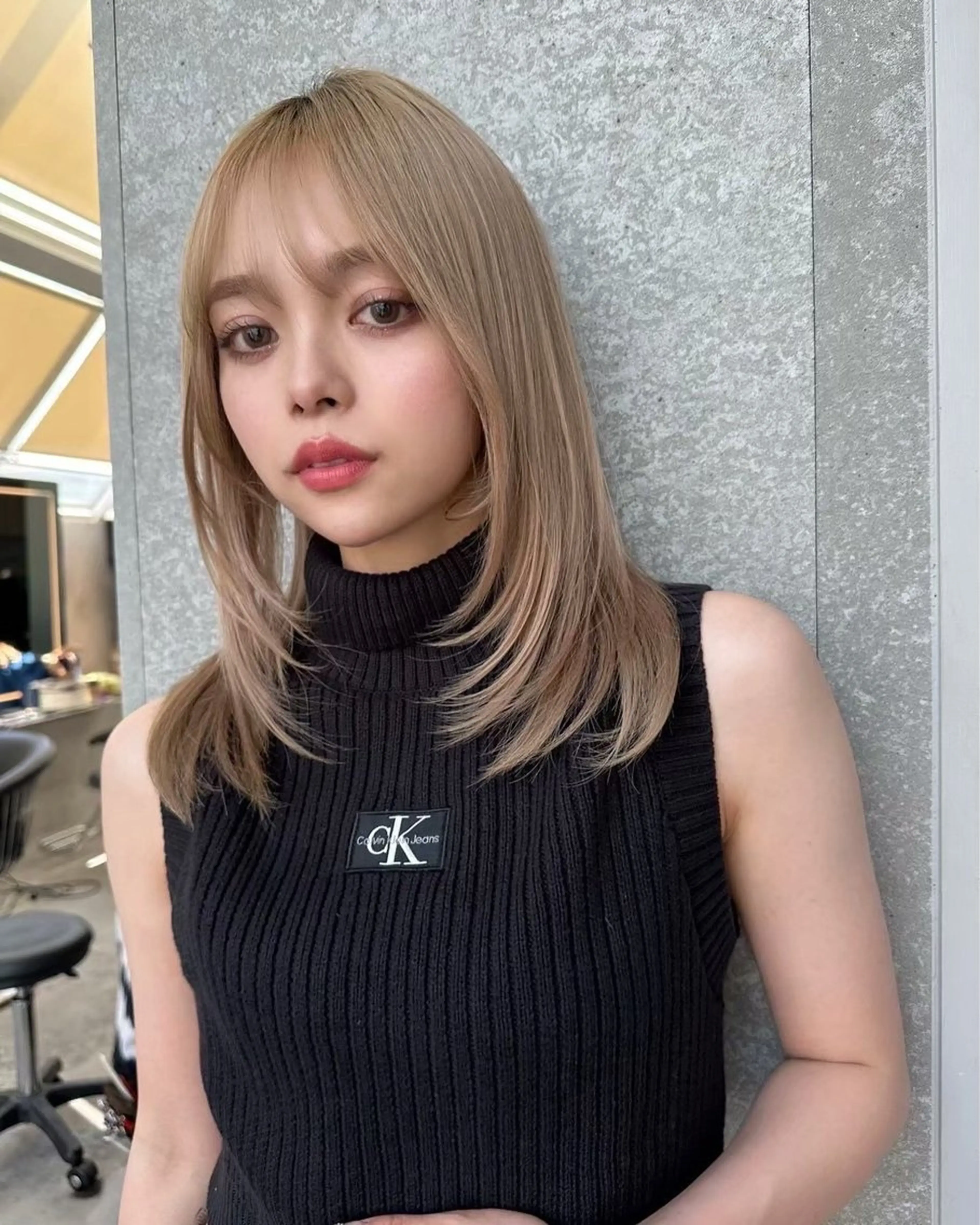 ミディアム カラー ヘアカラー トリートメント ケアブリーチ 韓国レイヤーKYONのヘアスタイル