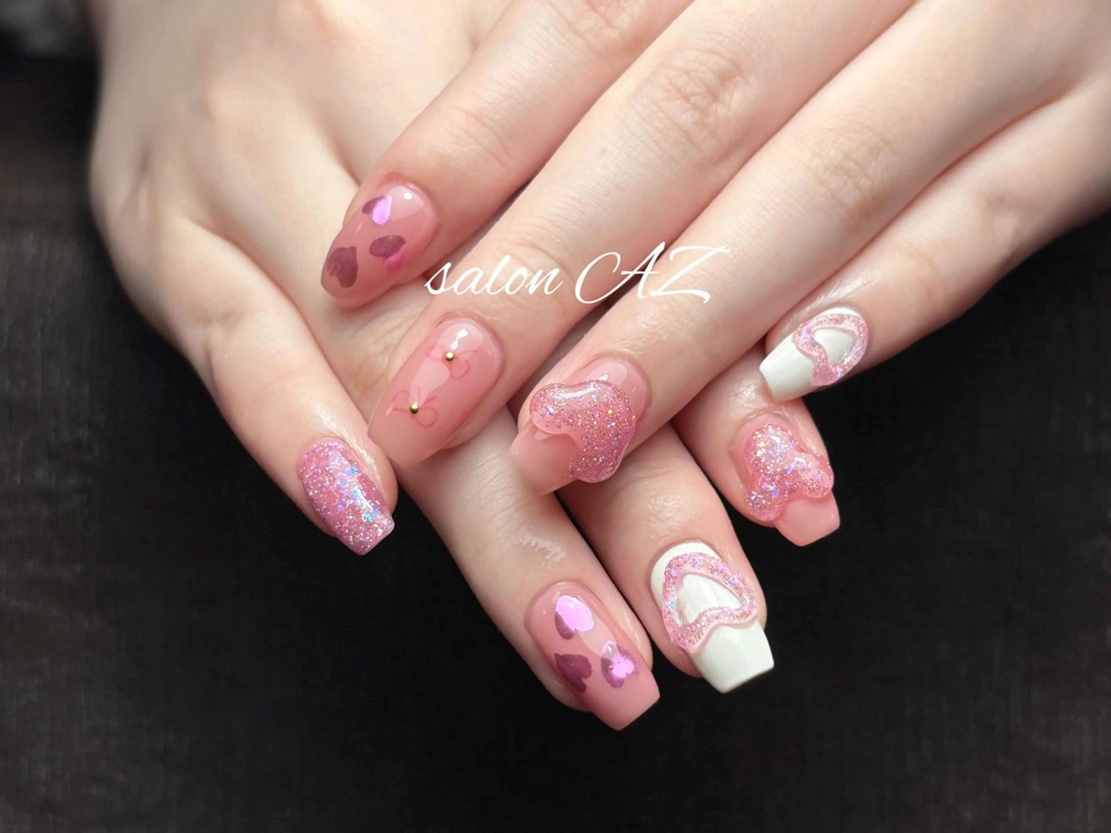 ネイル アートネイル 長さ出し フットネイル フレンチネイル ジェルネイル ハンドネイル salon AZのネイルデザイン