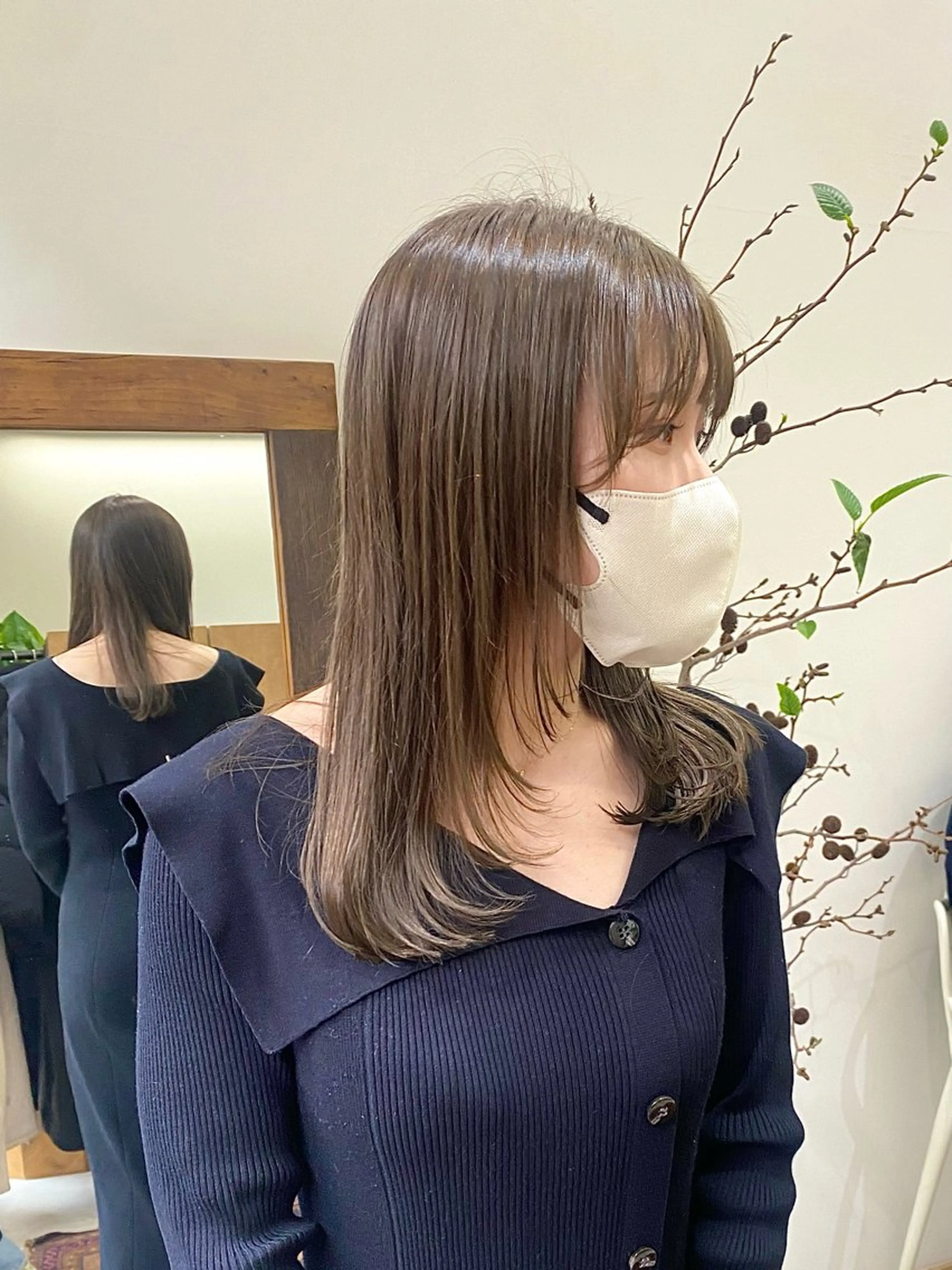 ミディアム カラー ヘアアレンジ ブリーチ ダブルカラー ブリーチなしカラー 顔周りカット レイヤーカット カット ヘアカラー トリートメント ハル🌸柔色/ ブリーチなし/艶髪のヘアスタイル