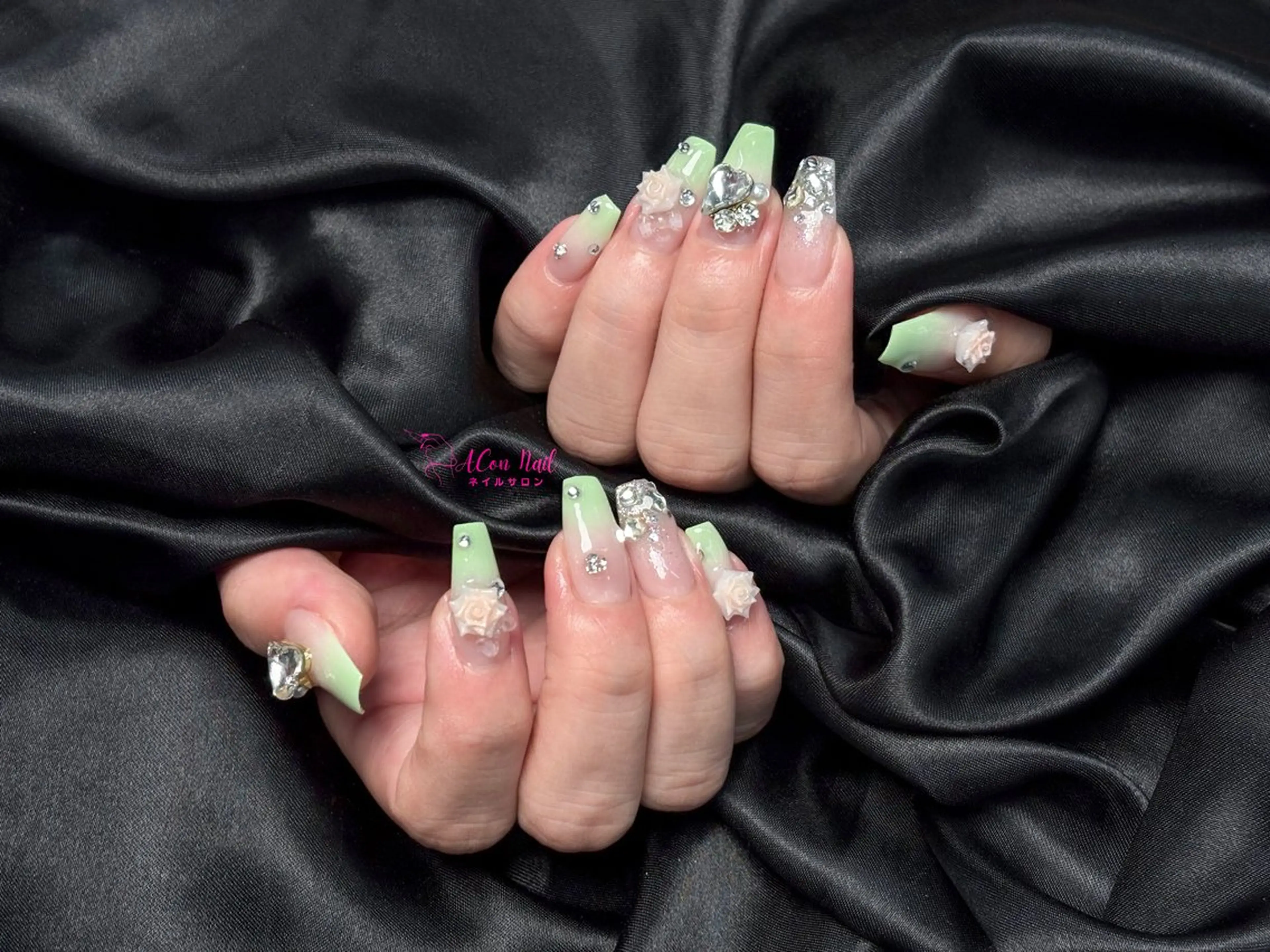 ネイル 桜ネイル 長さ出し フラワーネイル フレンチネイル ジェルネイル ハンドネイル AConNailSalon所属・ACon NailSalonのネイルデザイン