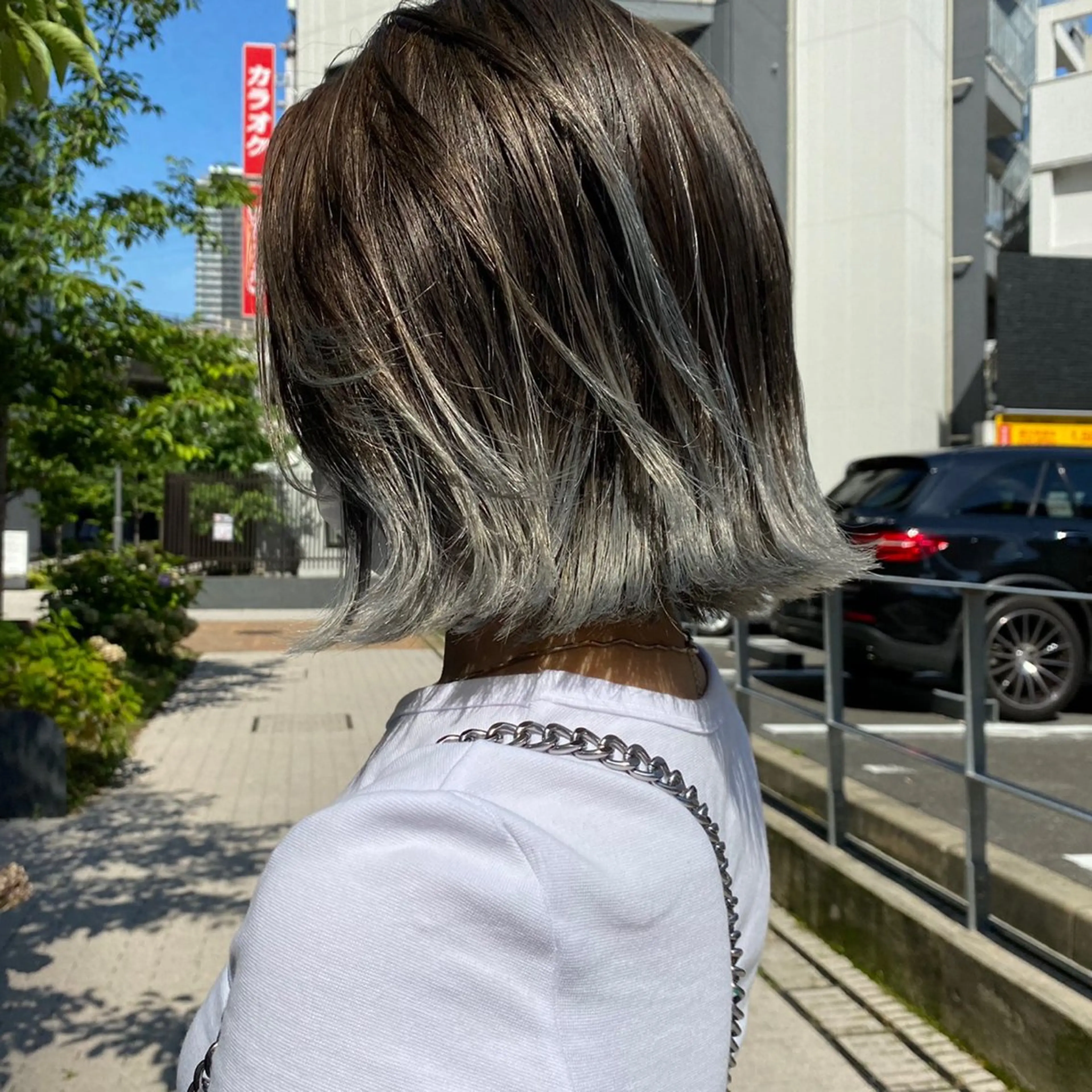 ミディアム カラー ブリーチ＆波巻パーマ /飯牟田/GEAR.のヘアスタイル