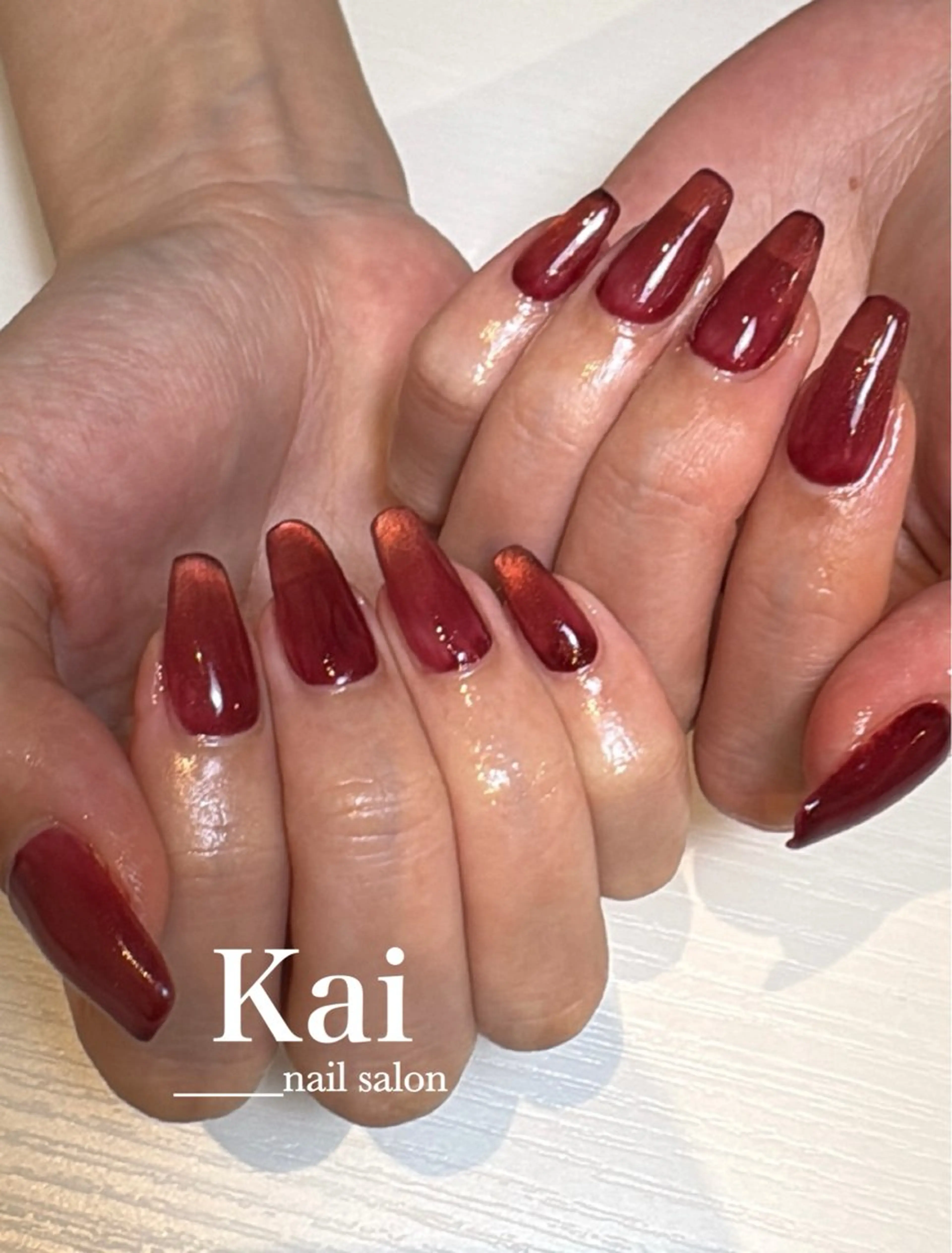 ネイル ボルドー 韓国ネイル マグネットネイル シンプルネイル ハンドネイル Kai  nail Mayukoのネイルデザイン