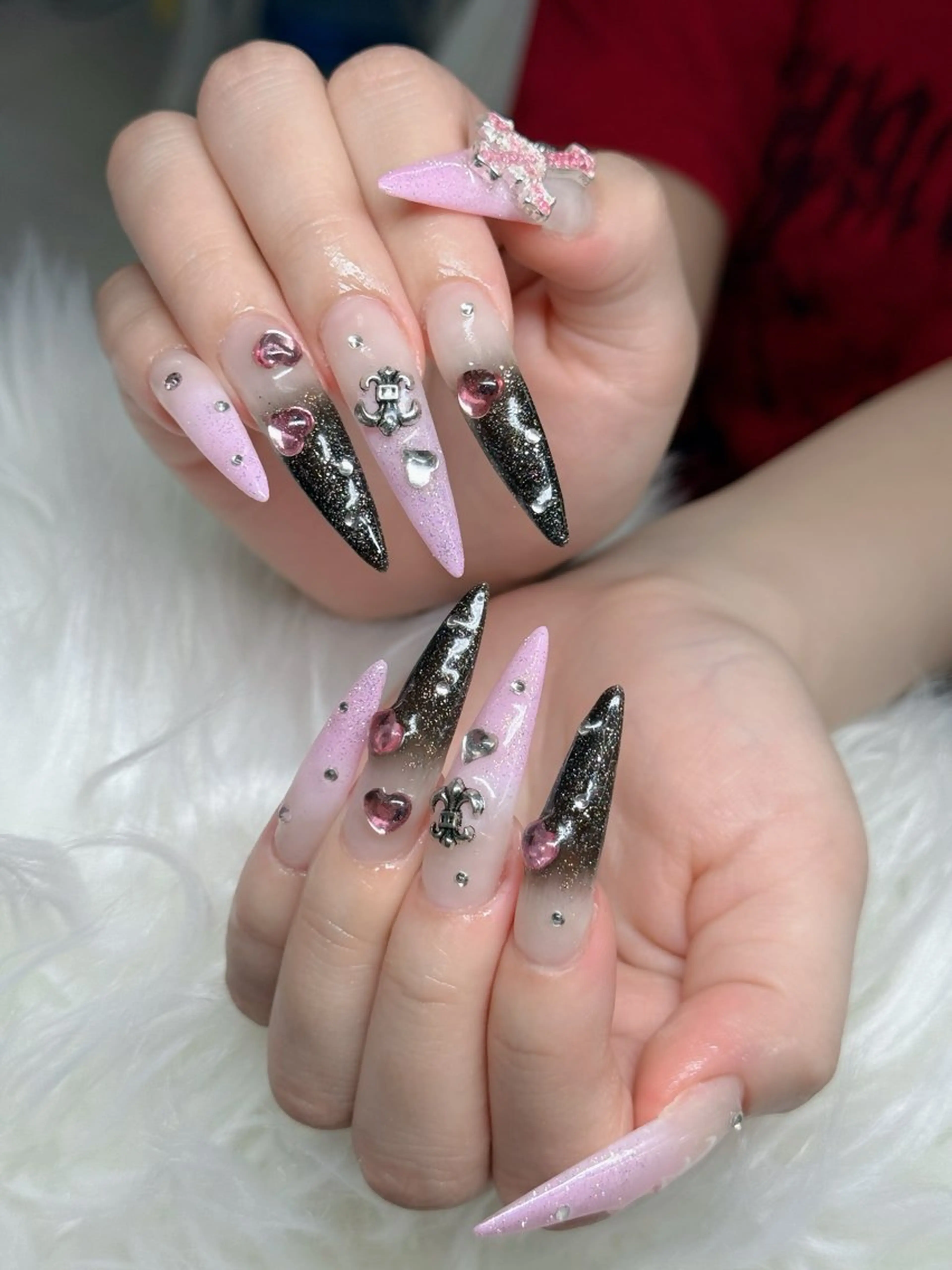 ネイル ロングネイル マグネットネイル リボン 夏ネイル スーパーロングネイル ハンドネイル Hani nailsalonのネイルデザイン