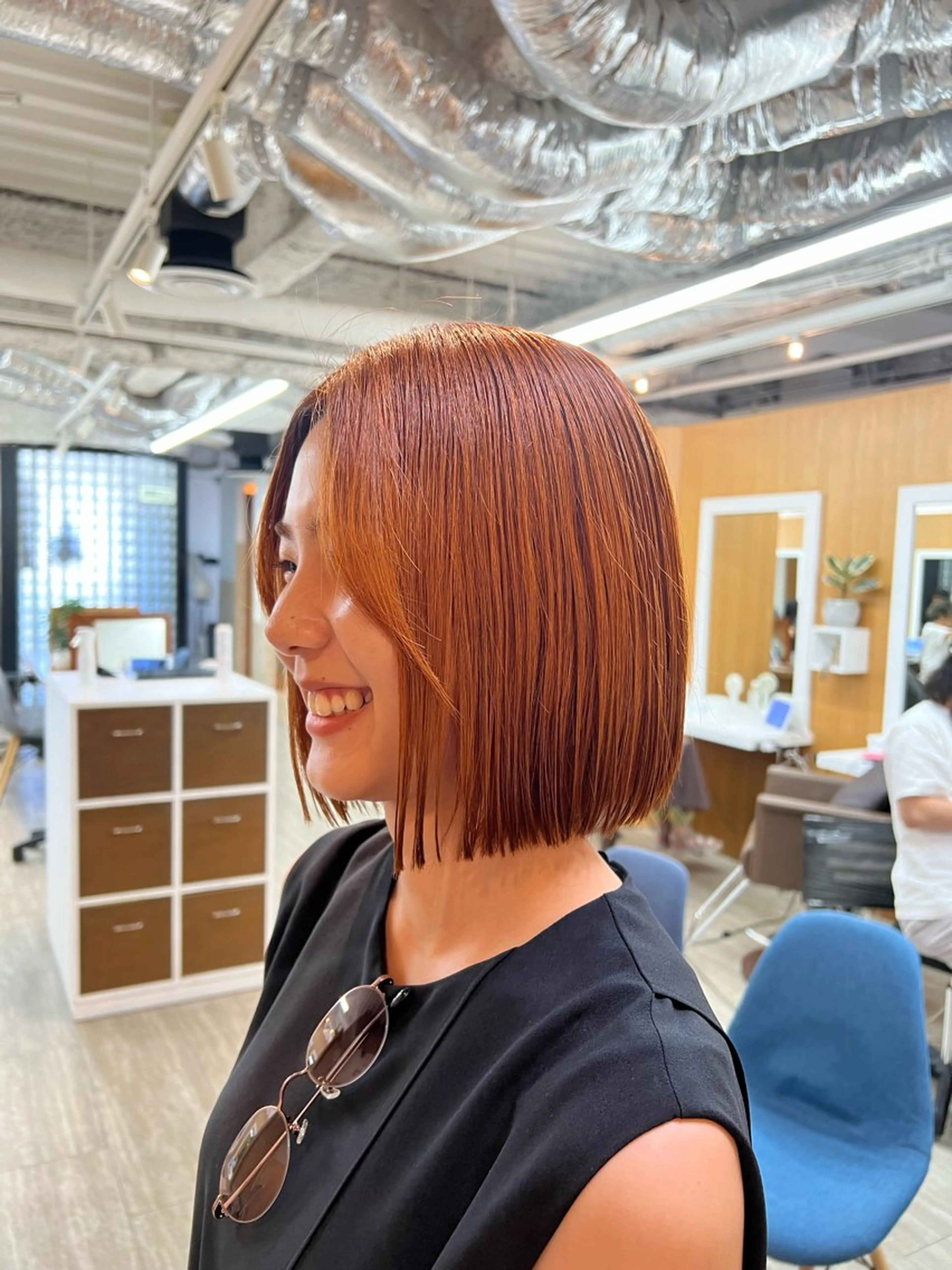 ショート カラー 切りっぱなしボブ ブリーチ ブリーチなしカラー ボブ 透明感カラー/ イルミナカラーヒロキのヘアスタイル