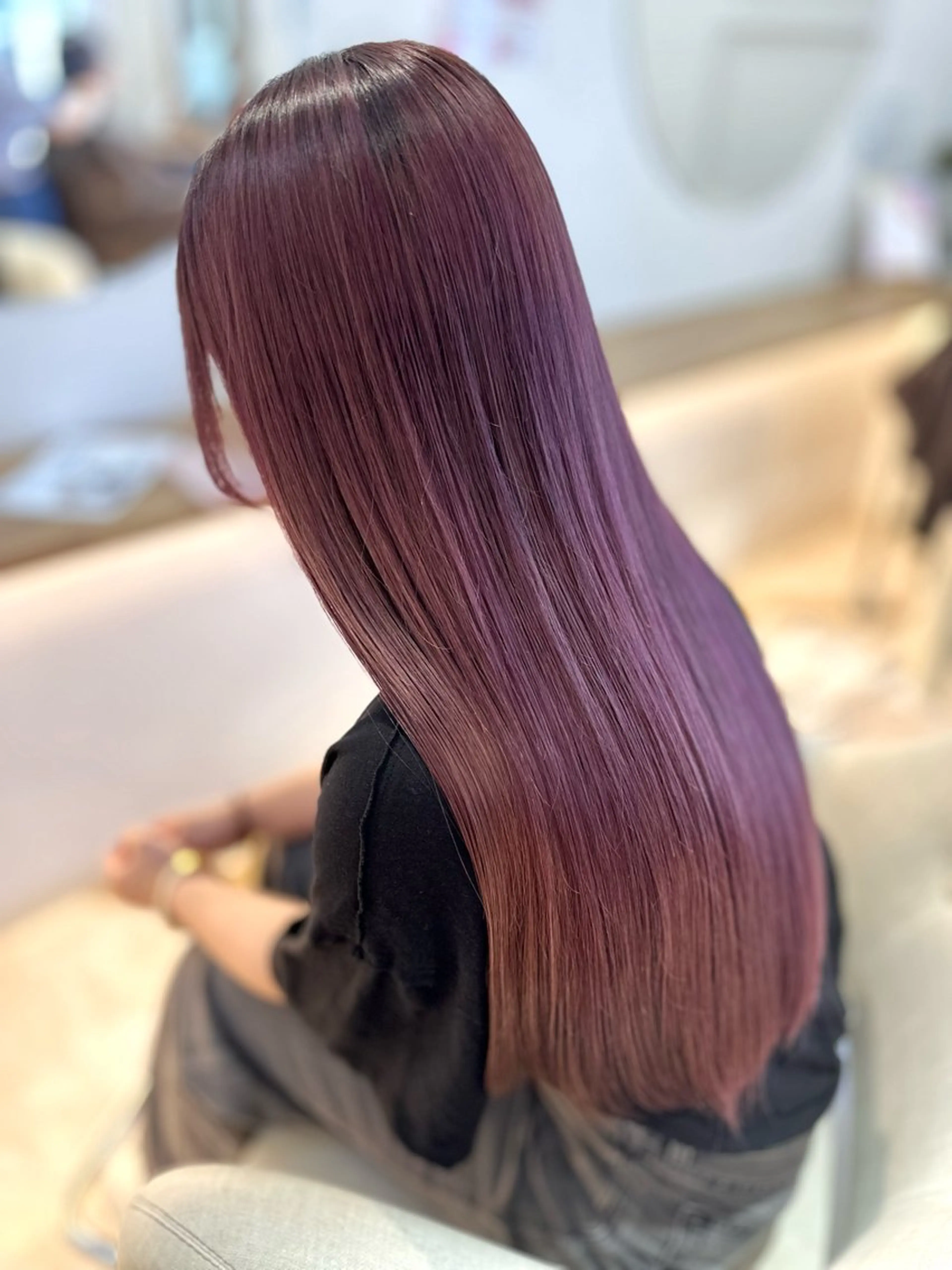 ロング カラー ピンクカラー ヘアカラー トリートメント Rio🎀 艶カラー/韓国のヘアスタイル