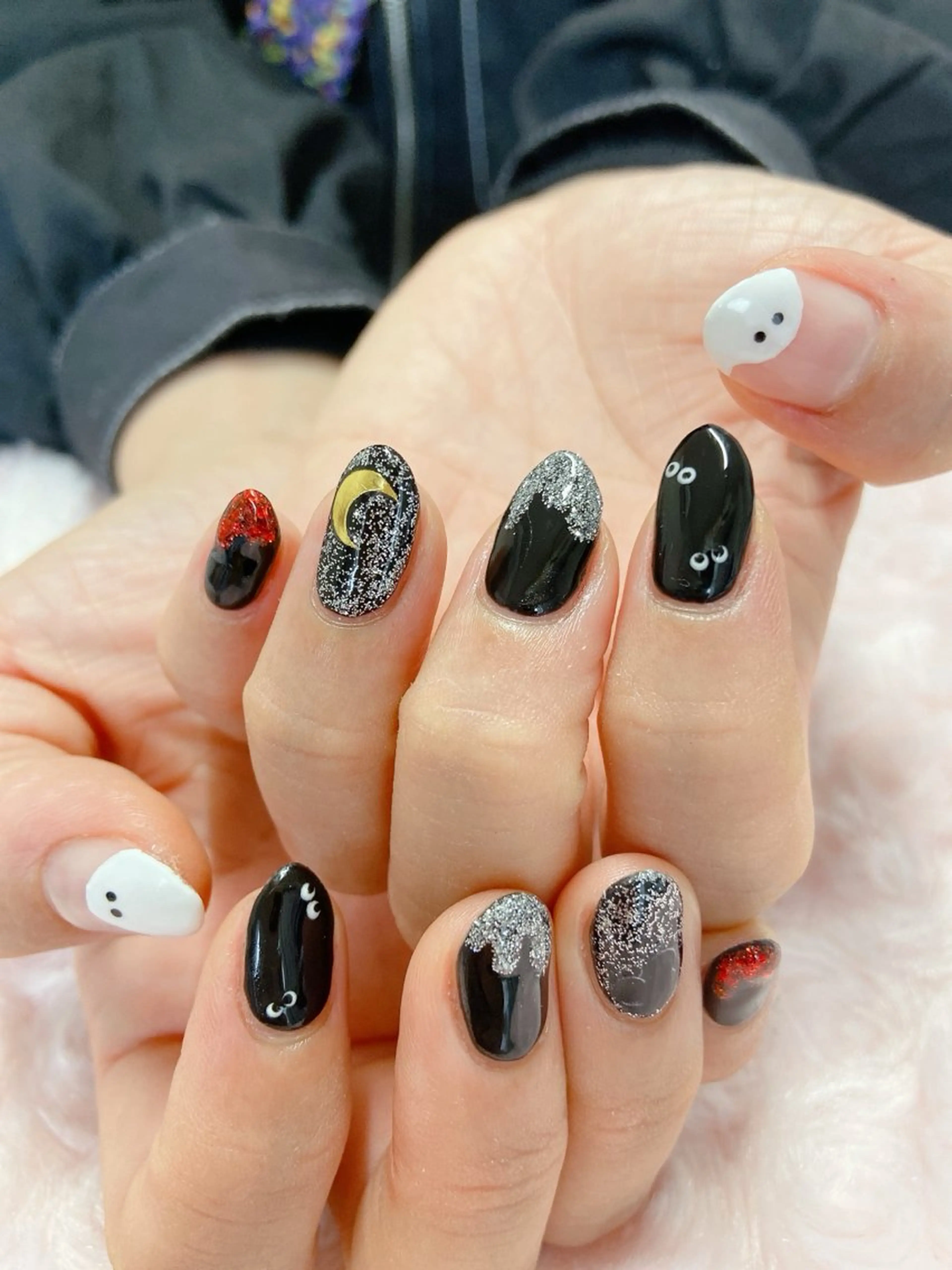 ネイル ジェルネイル ハロウィン オフィスネイル パラジェル ワンホンネイル ハンドネイル nail salon Berry所属・前田 りかのネイルデザイン