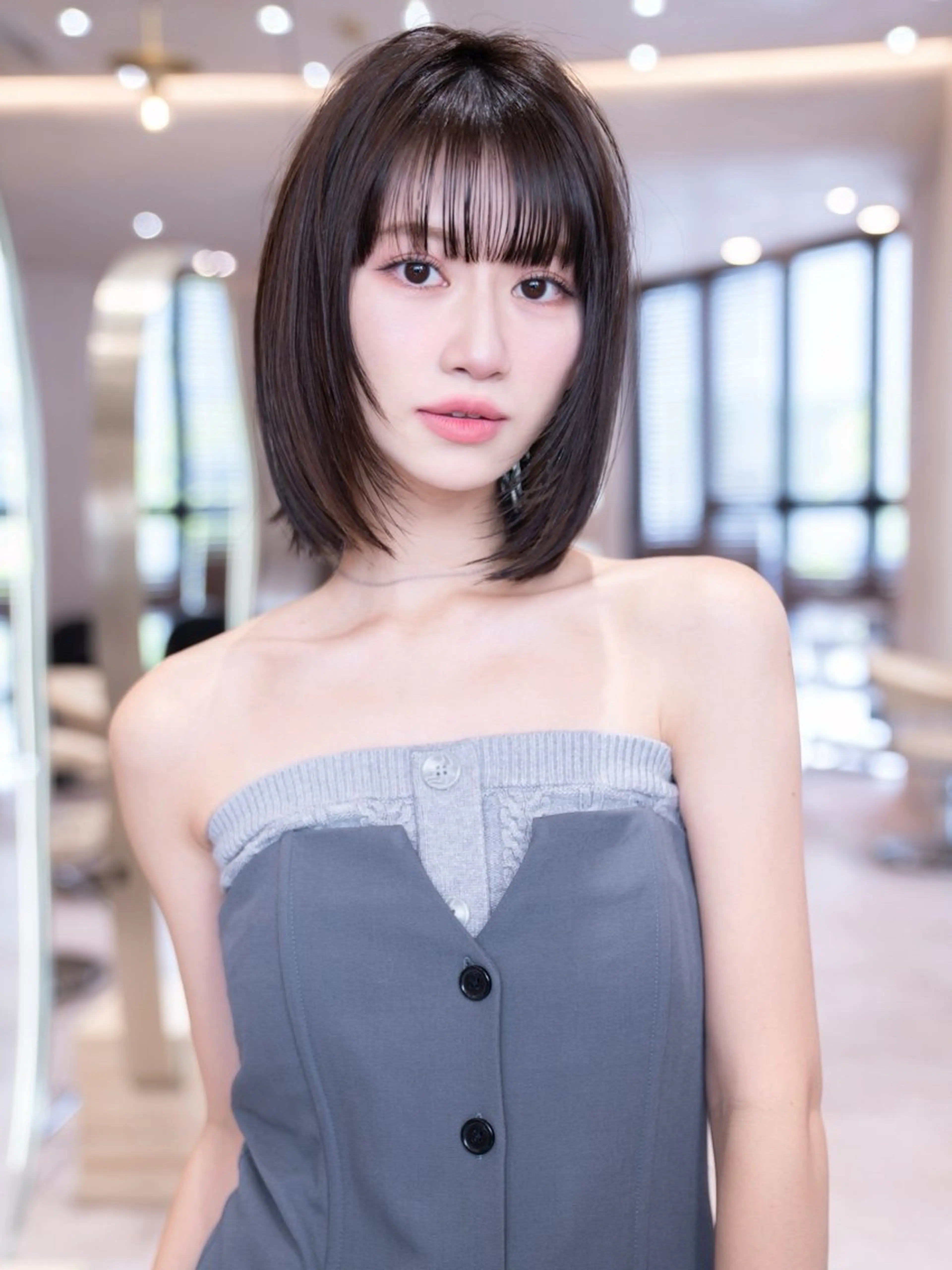 ショート ボブレイヤー ボブ くびれヘア 顔まわりレイヤー 韓国風ヘア カット ヘアカラー トリートメント KOKI/ボブ/顔ま わりレイヤー/新宿のヘアスタイル