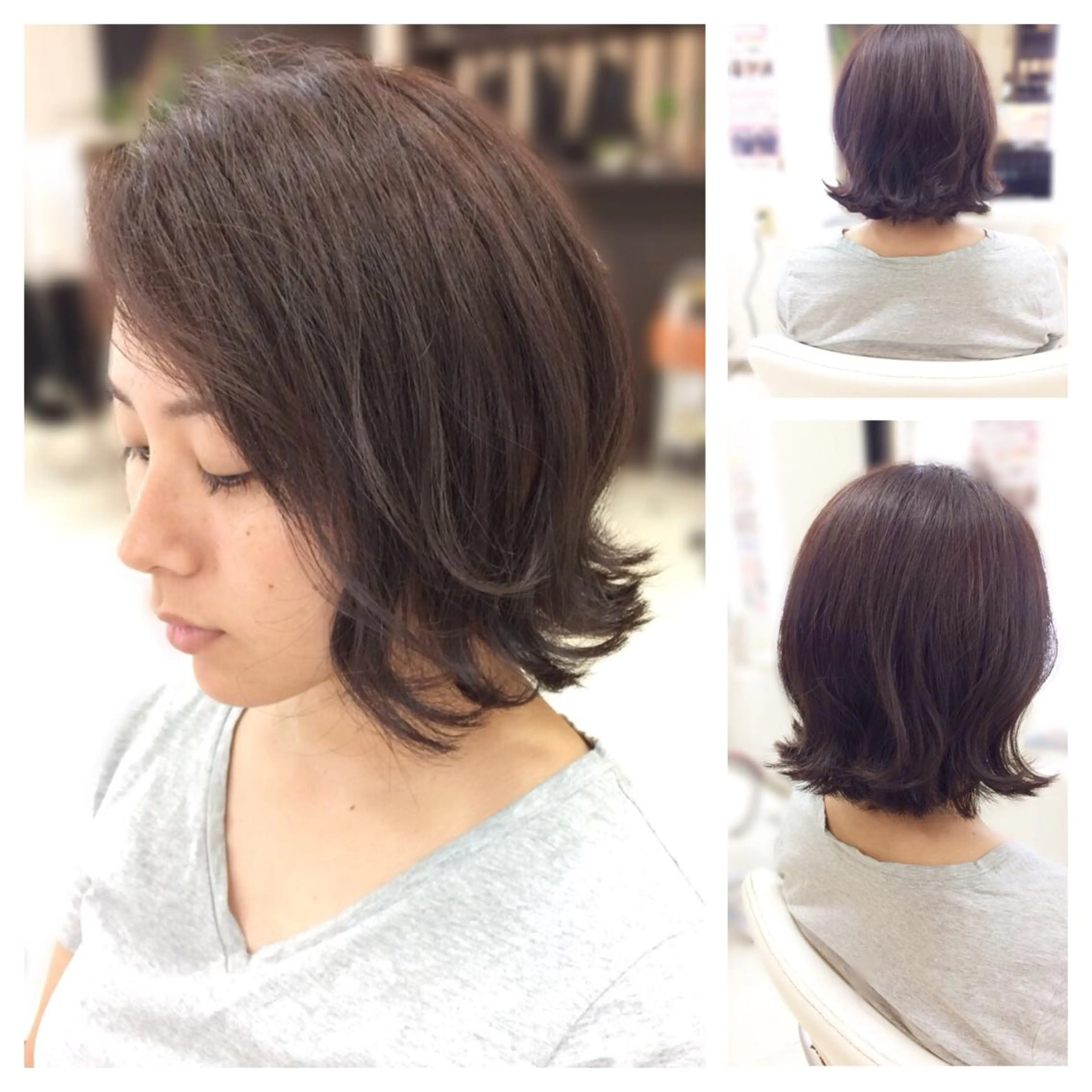 ミディアム ボブ 外ハネヘア カット トリートメント ヘッドスパ Hair VERDEのヘアスタイル