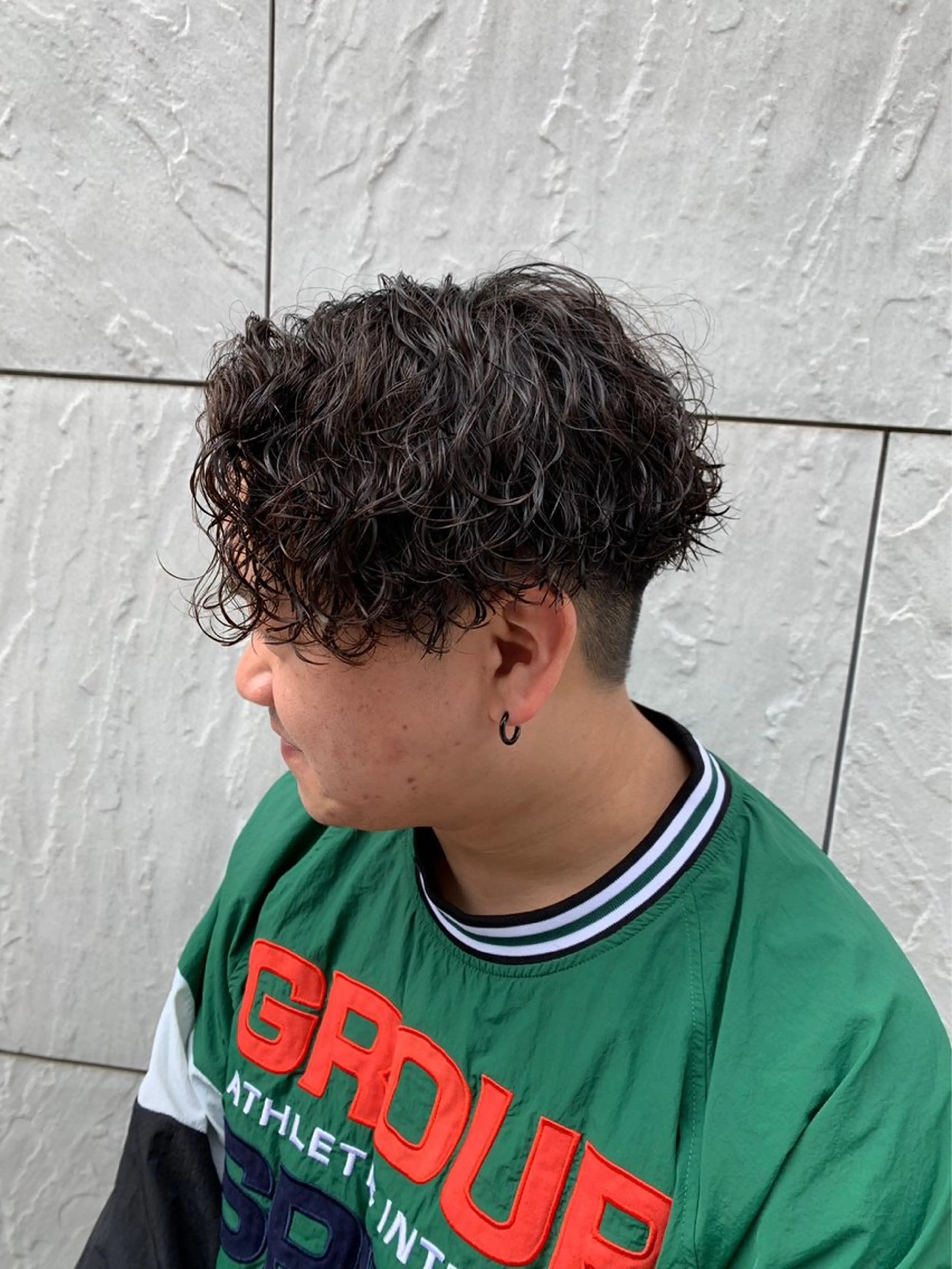 ショート パーマ メンズ カット パーマ ヘアセット 町田/波巻き/ シャドウ/メンズのヘアスタイル