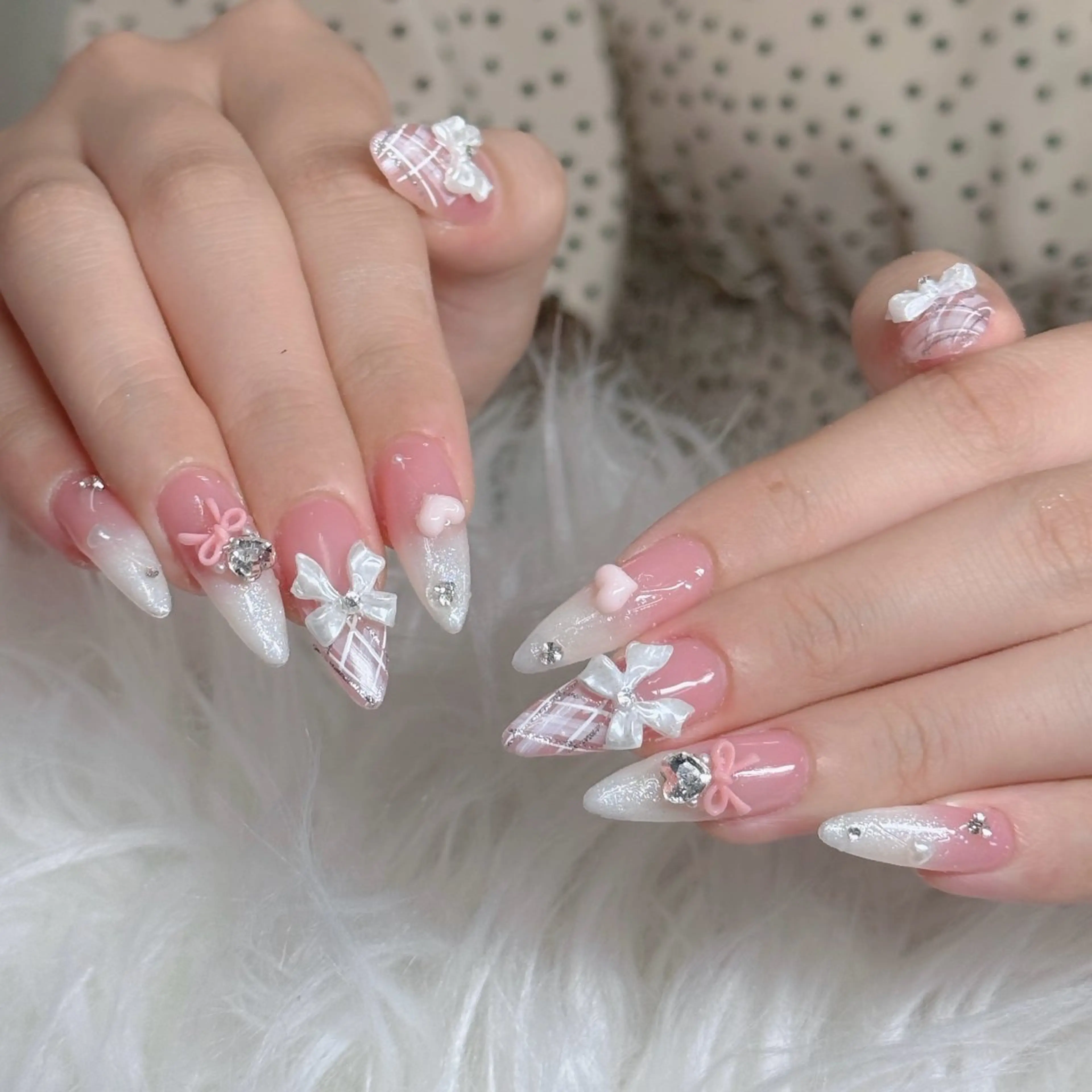 ネイル ロングネイル マグネットネイル リボン 夏ネイル スーパーロングネイル Hani nailsalonのネイルデザイン