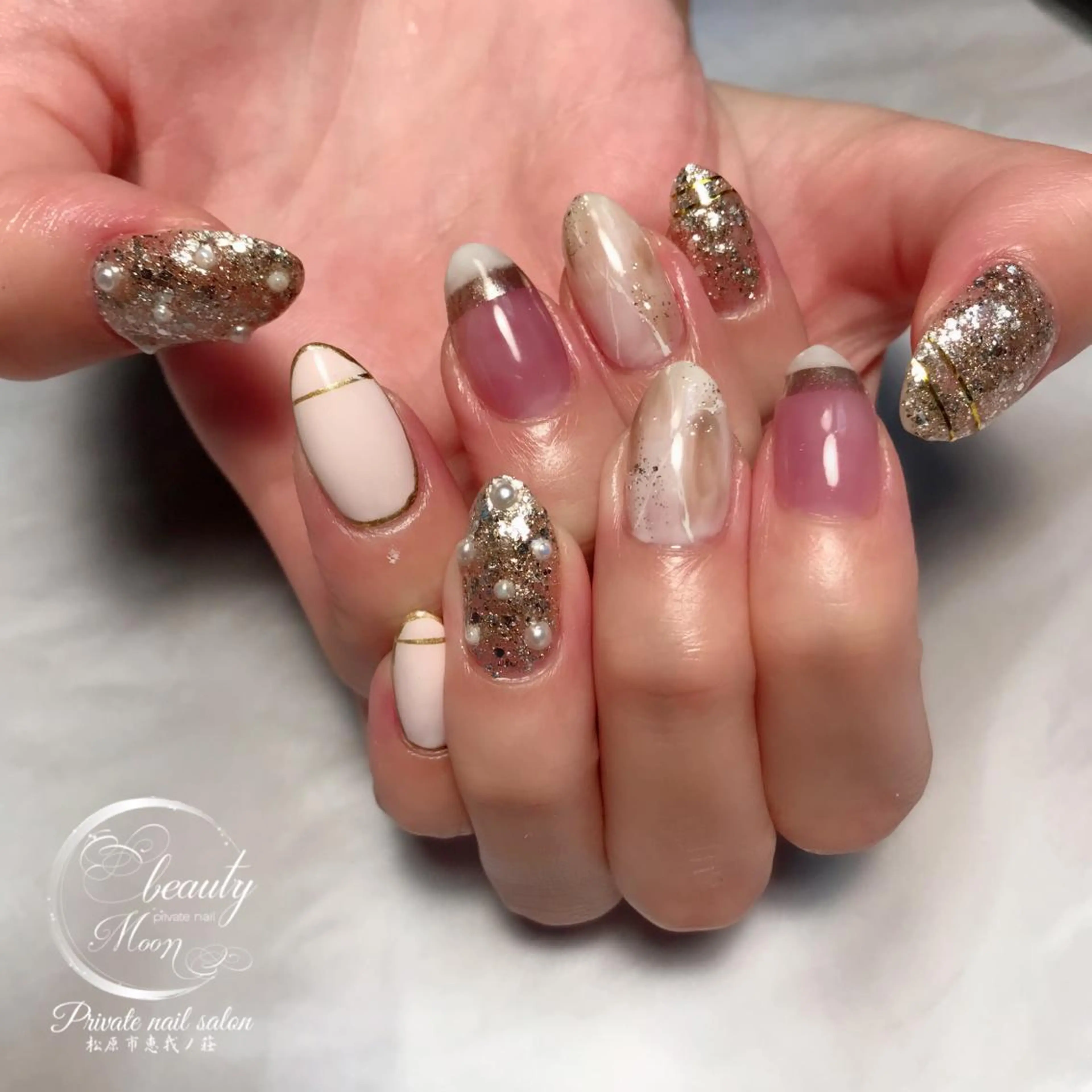 ネイル アートネイル ジェルネイル ハート 持ち込み パラジェル beauty ☪︎moonのネイルデザイン