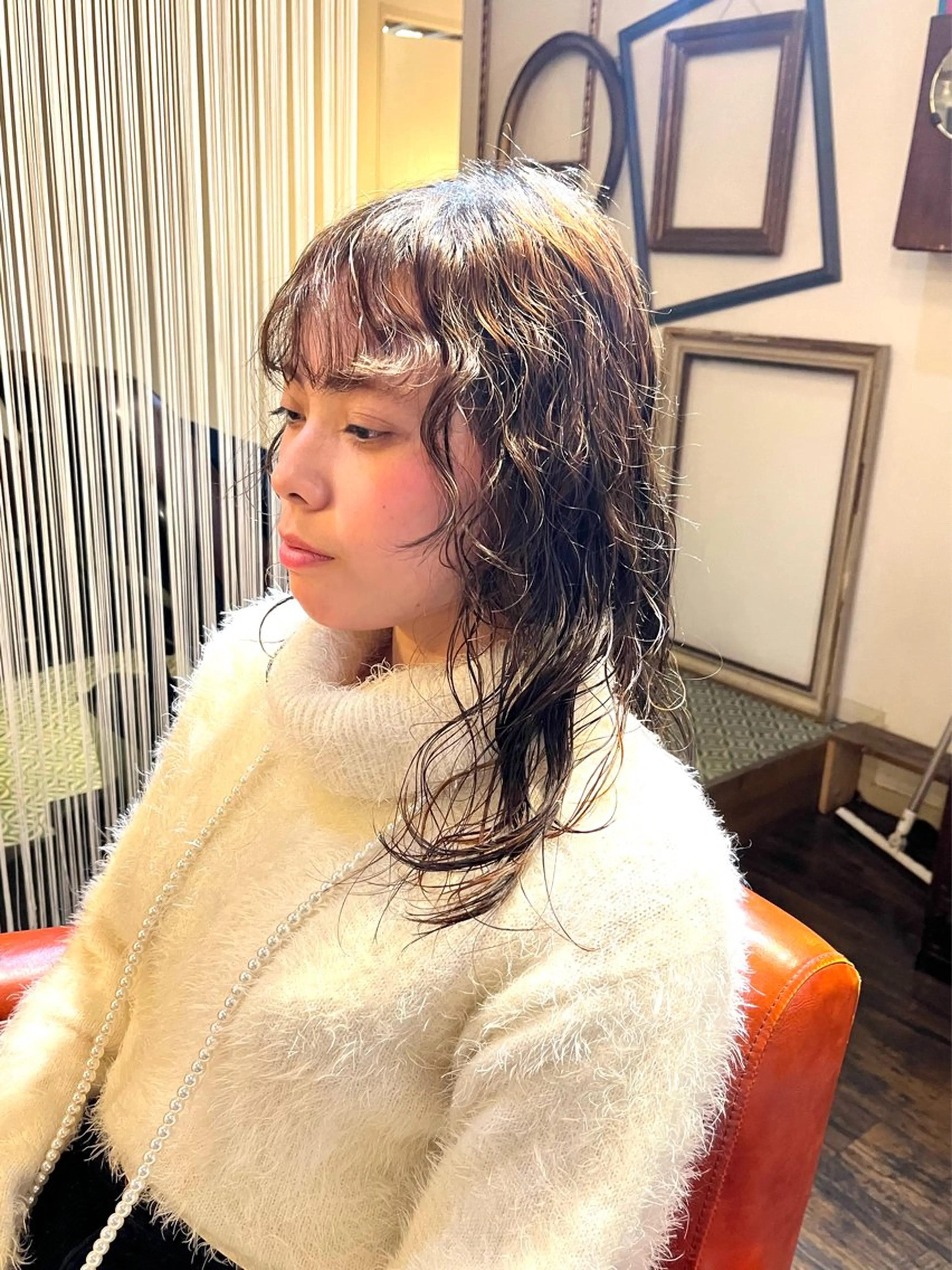 ミディアム パーマ ミディアムパーマ カット パーマ ヘッドスパ 抜け感パーマ/ ショート/緒方椋のヘアスタイル
