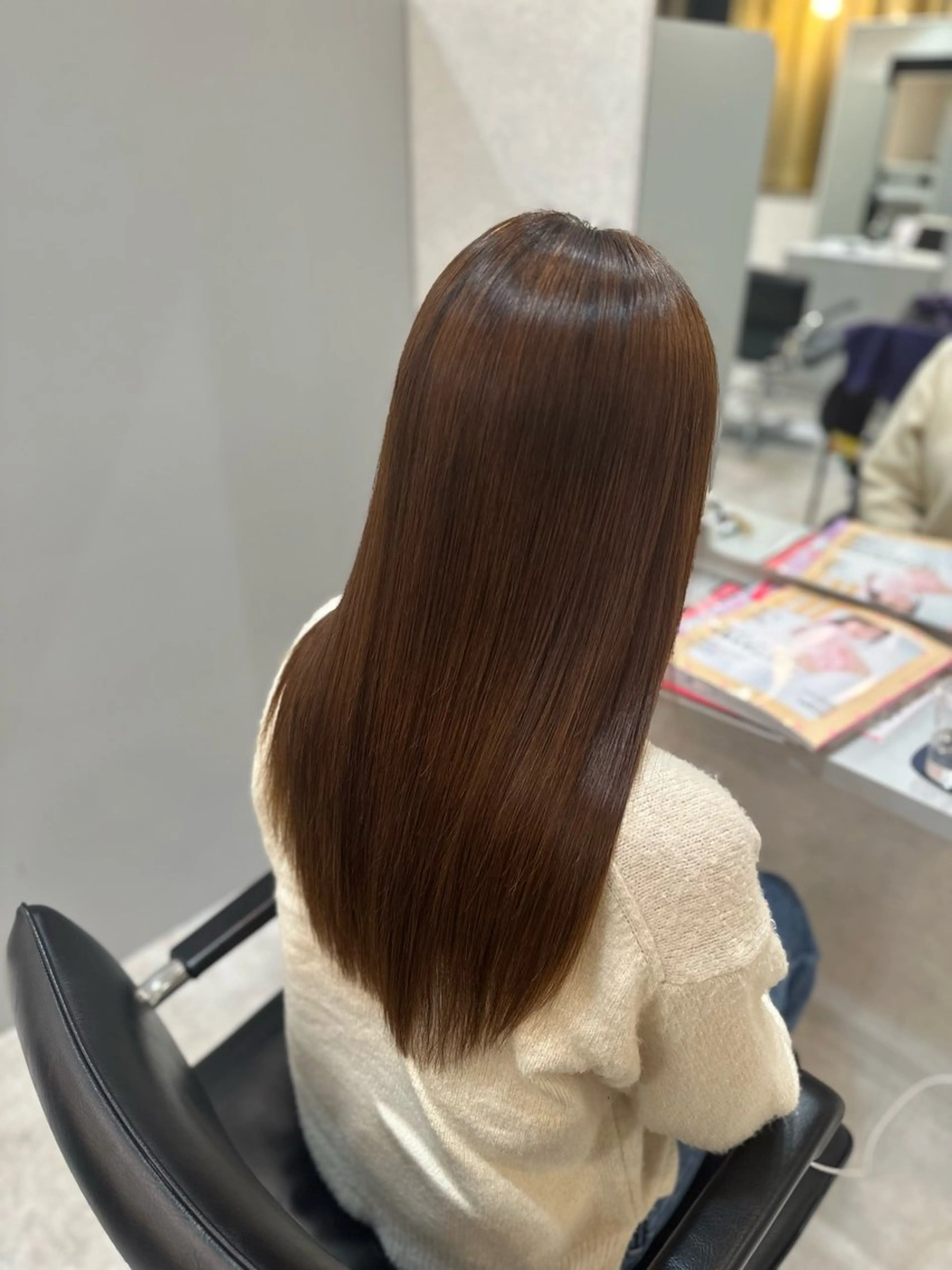 ロング 髪質改善 縮毛矯正 トリートメント 縮毛矯正／透明感カラ ー／西梅田/川上京香のヘアスタイル