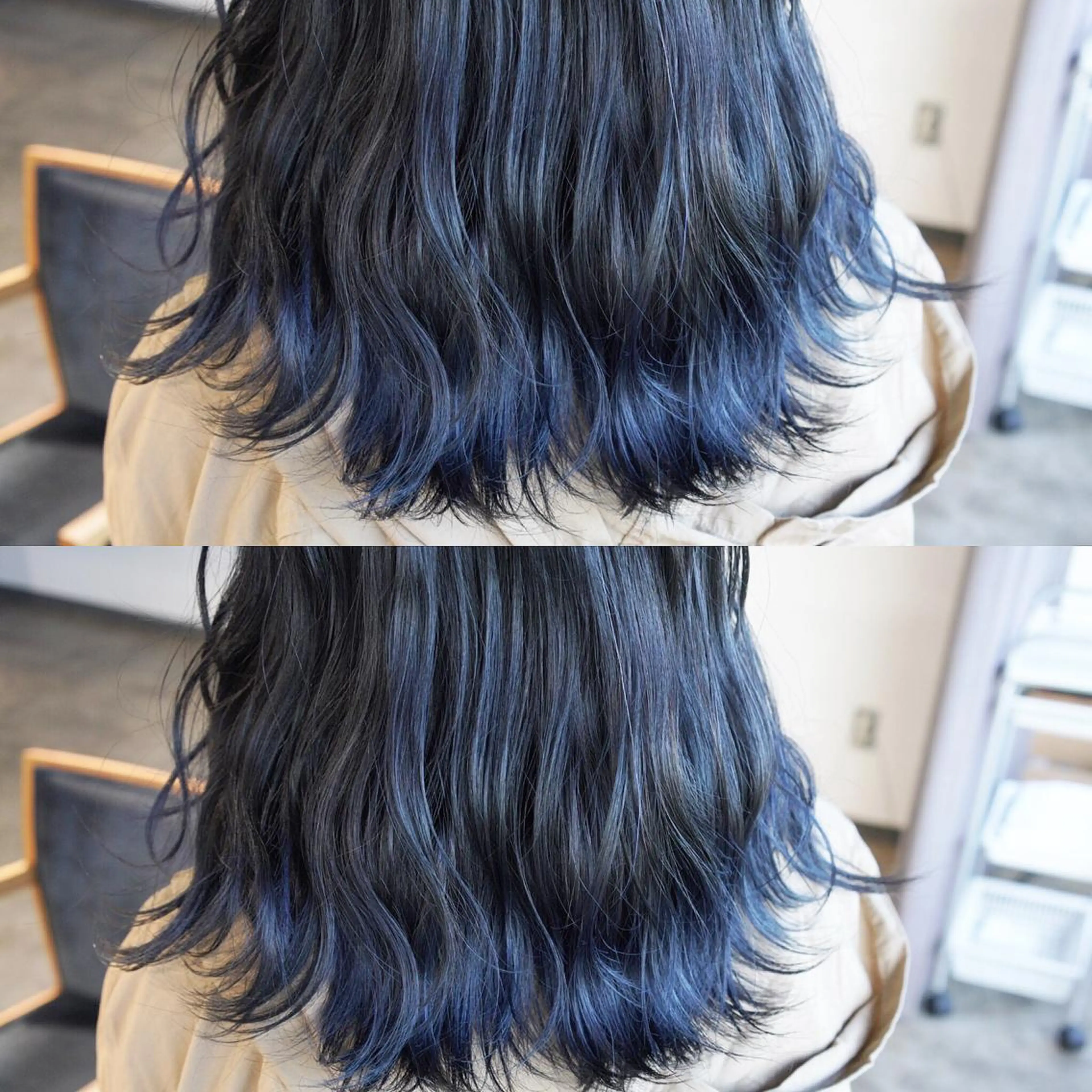 ロング カラー グラデーションカラー ネイビーカラー ヘアカラー トリートメント ハイトーン/レイヤー /ケアブリーチ石川治のヘアスタイル