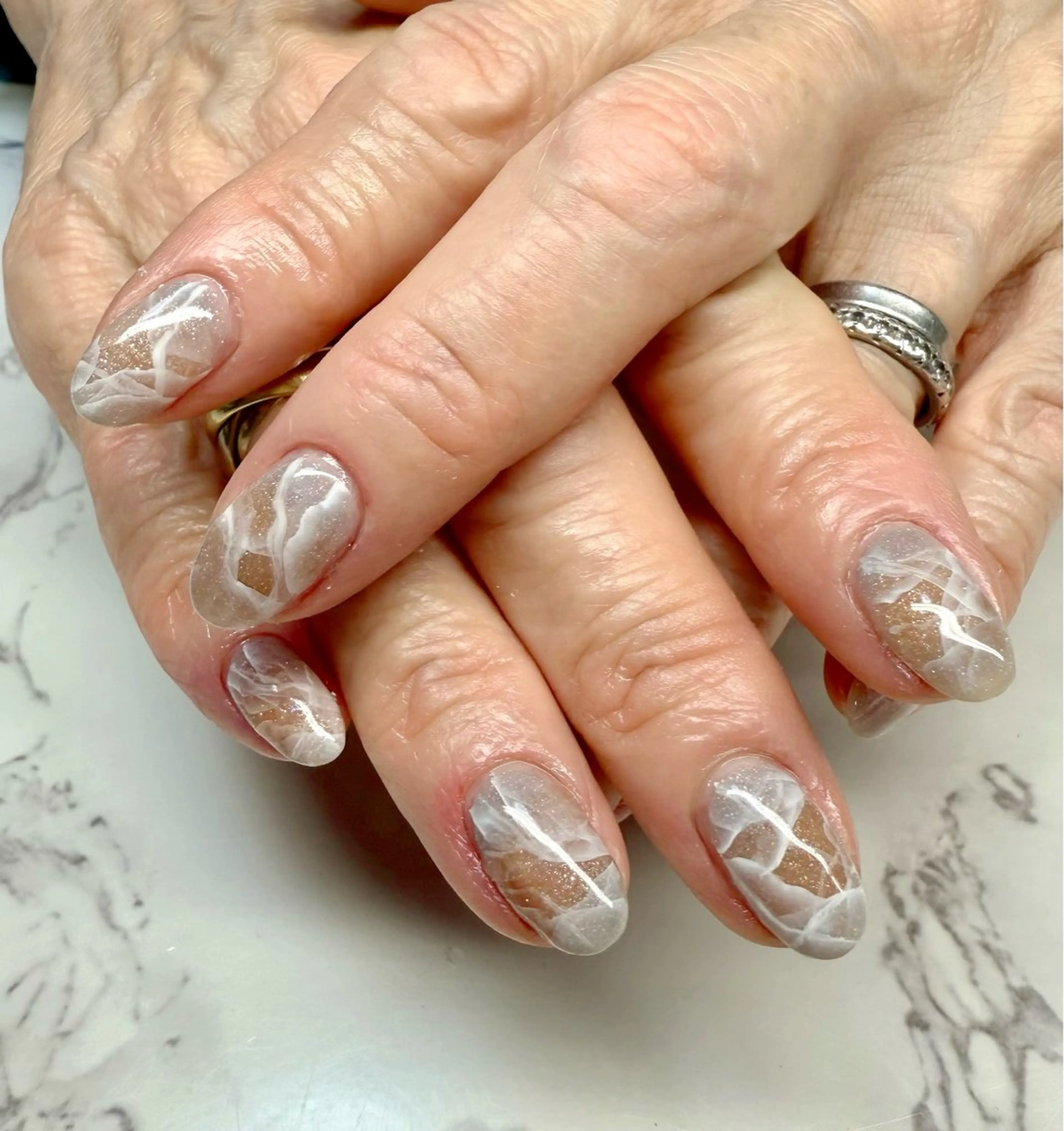 ネイル アートネイル チークネイル フレンチネイル 氷ネイル・うるうるネイル キラキラネイル M.N_ nailのネイルデザイン