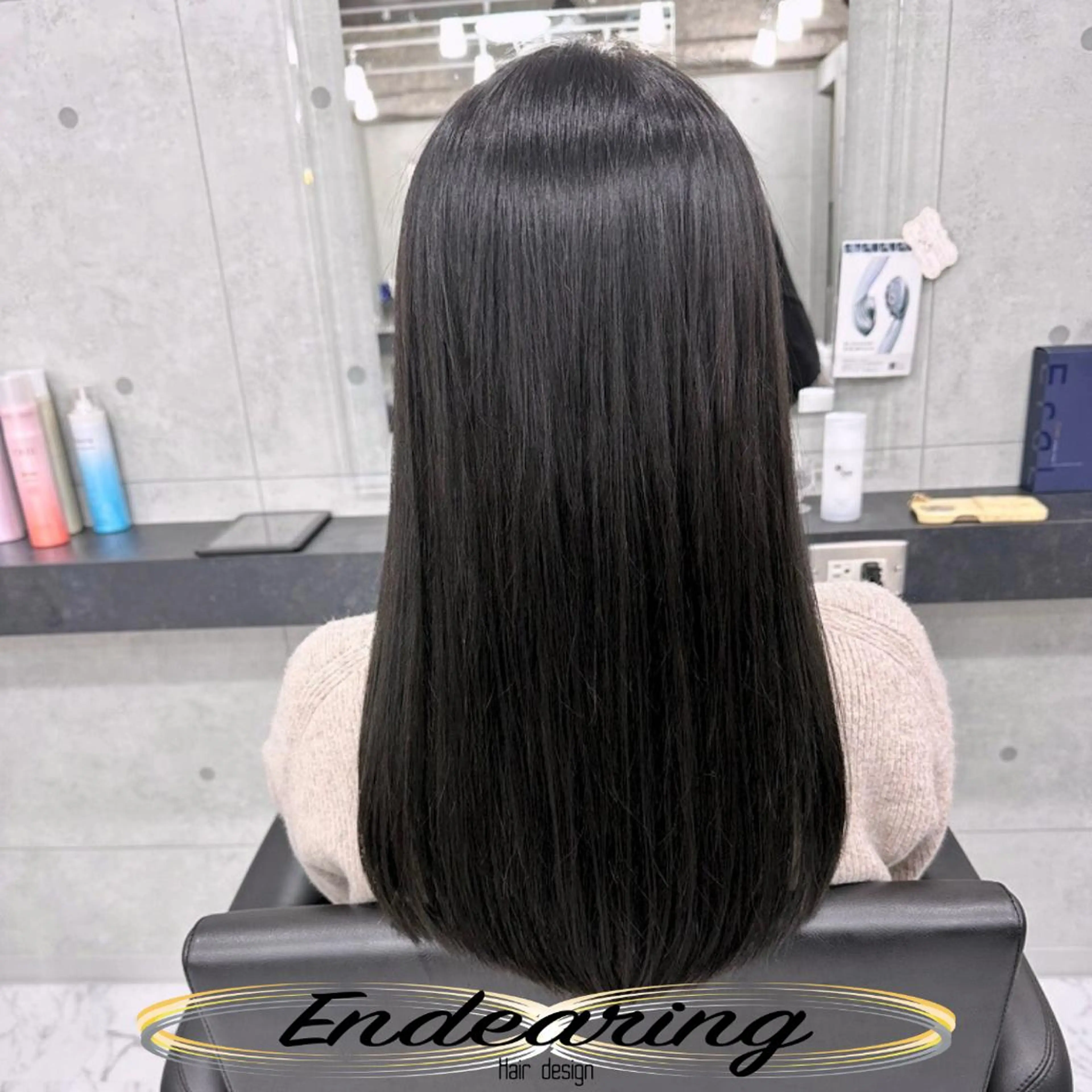 カラー 黒髪 透明感カラー ダークグレー カット ヘアカラー Endearing 銀座/レイヤーカットのヘアスタイル