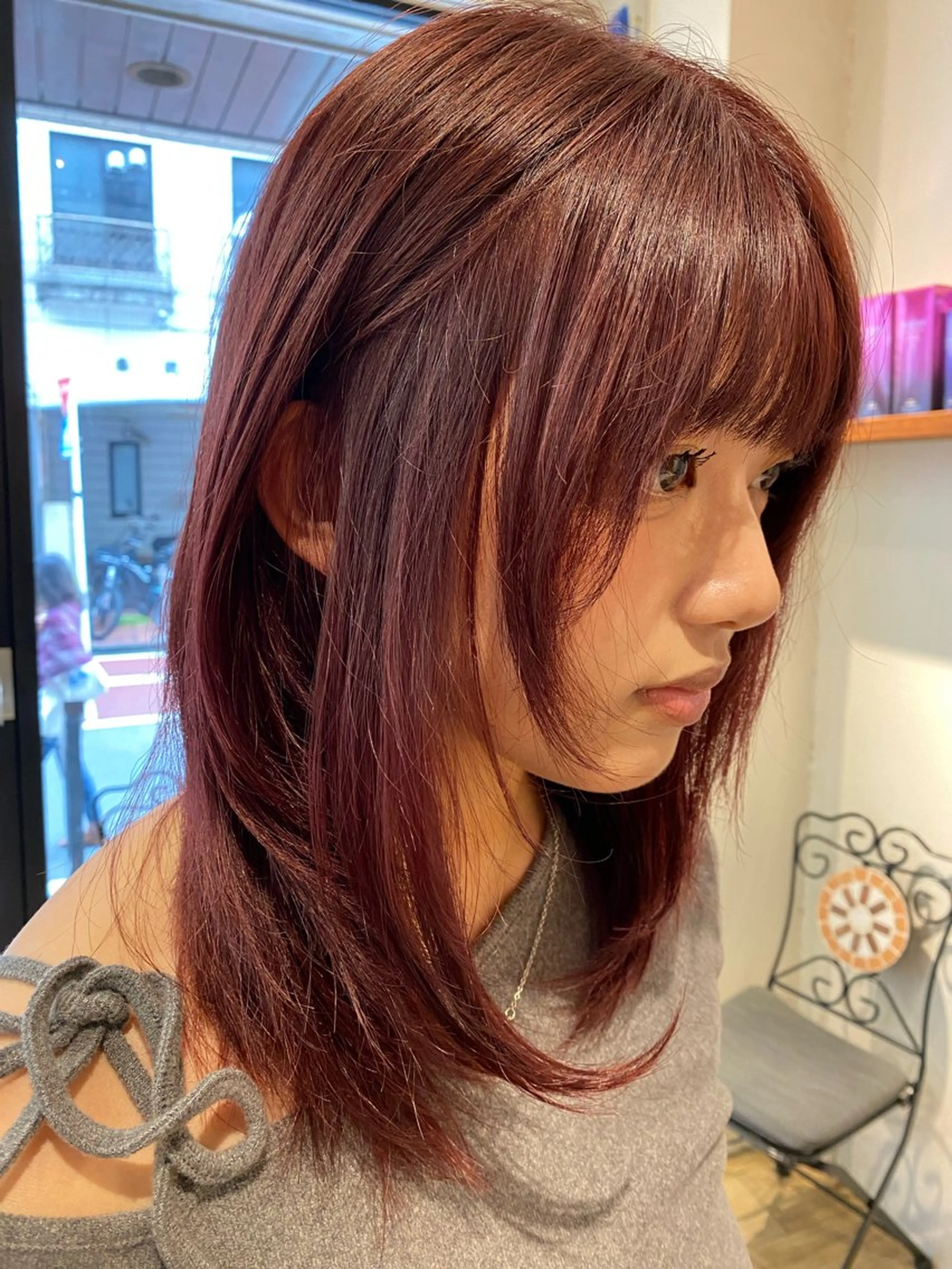 セミロング カラー カット ヘアカラー ナチュラルヘア🫧 ナナミのヘアスタイル