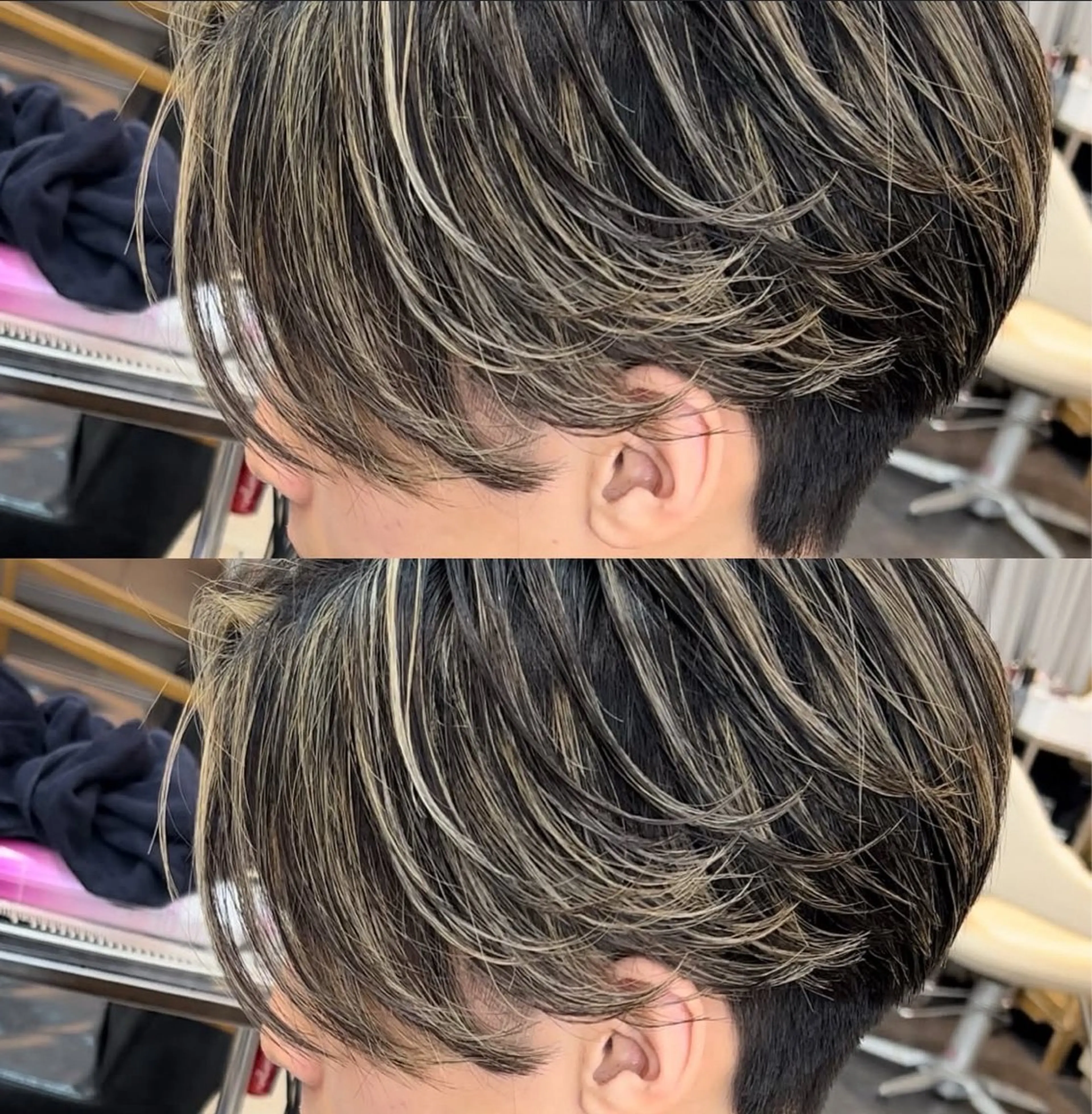 メンズ メンズハイライト メンズメッシュ カット ヘアカラー 白髪ぼかしメッシュ/ 大人メッシュ/ゆうとのヘアスタイル