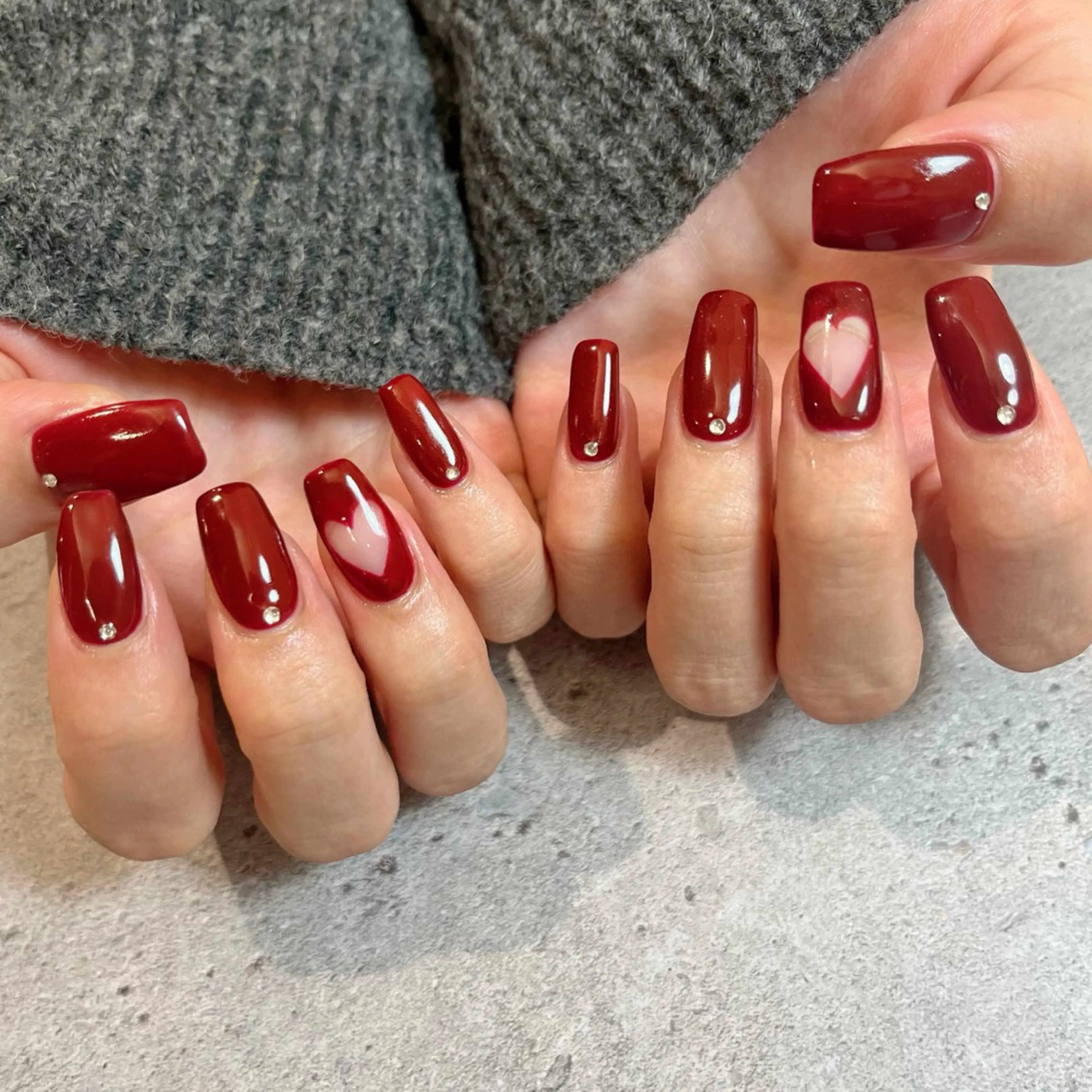 ネイル ハート ハンドネイル WAVY_nail YUIKAのネイルデザイン
