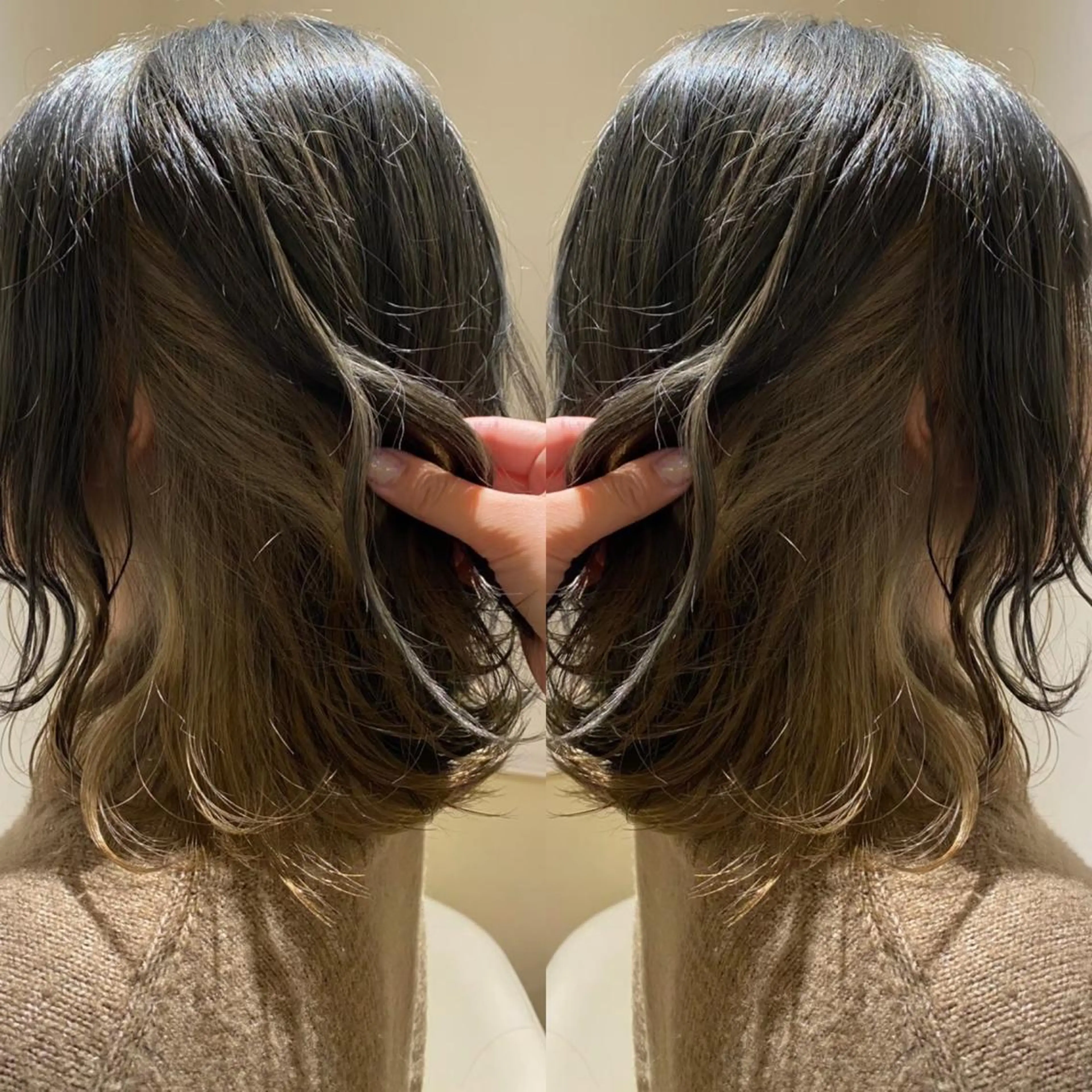 ミディアム カラー グレージュ カーキグレージュ 韓国🇰🇷 ✂︎hair 内田愛のヘアスタイル