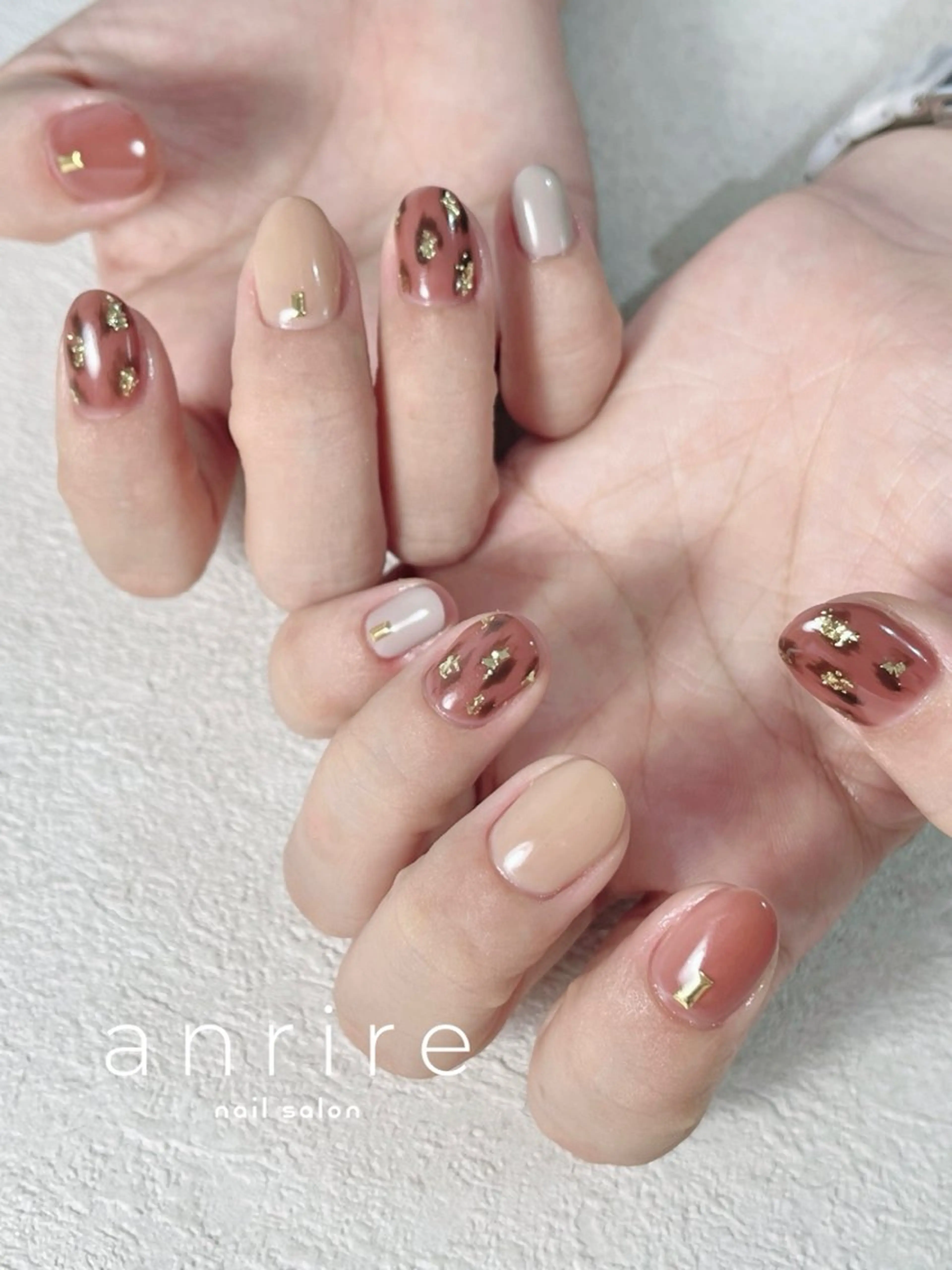 ネイル アニマル柄 ブラウン ジェルネイル パラジェル ハンドネイル nail salon anrire〜アンリール〜所属・nailsalon anrireのネイルデザイン