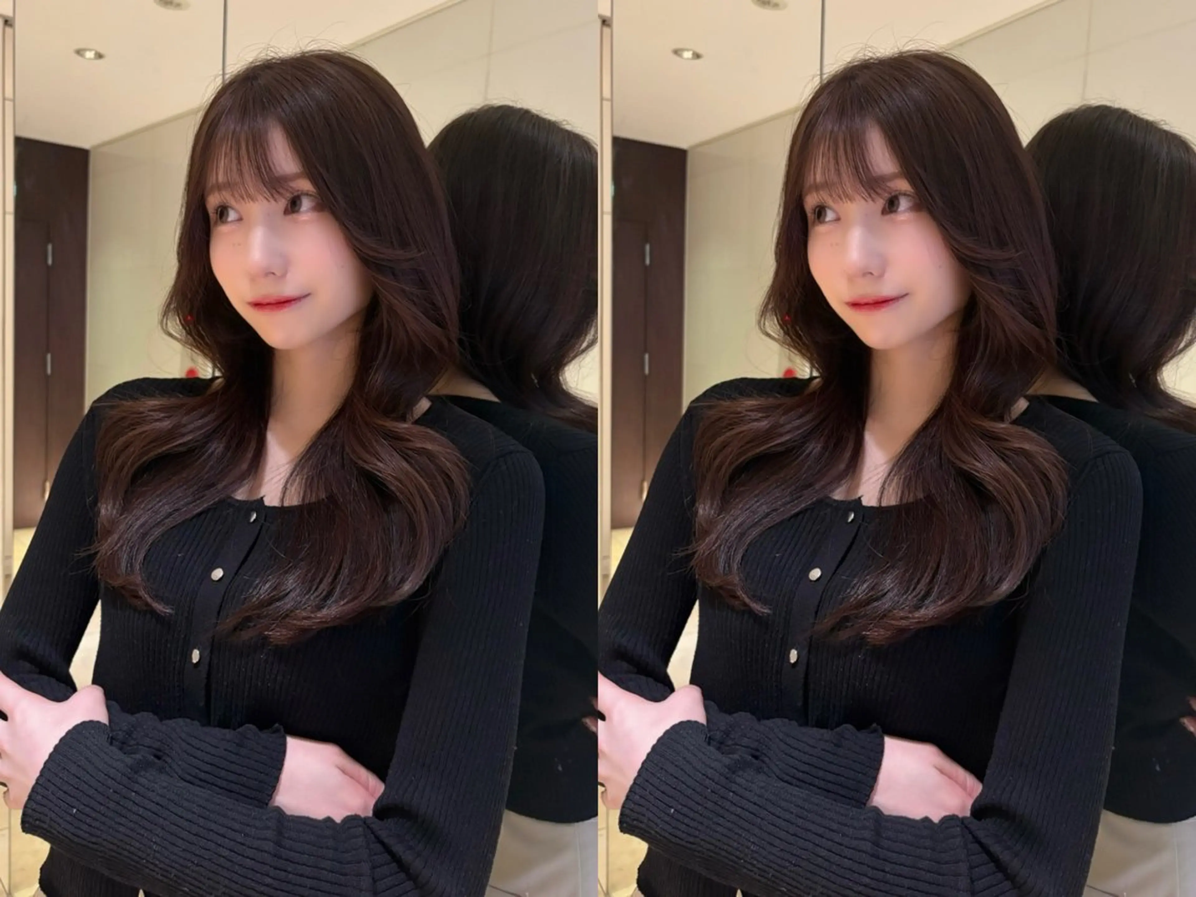 セミロング カット ヘアカラー トリートメント 韓国🇰🇷レイヤー 透明感/秀瑛🩶のヘアスタイル