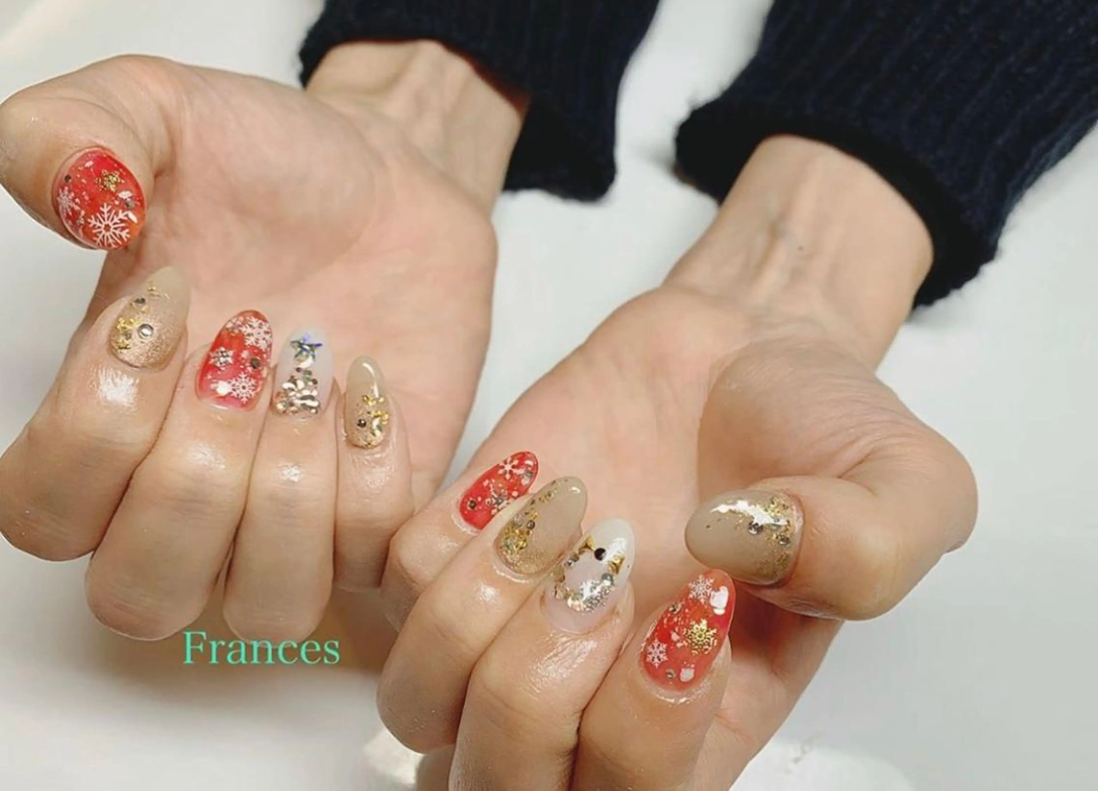 ネイル 冬ネイル クリスマス ハンドネイル Frances 今村のネイルデザイン