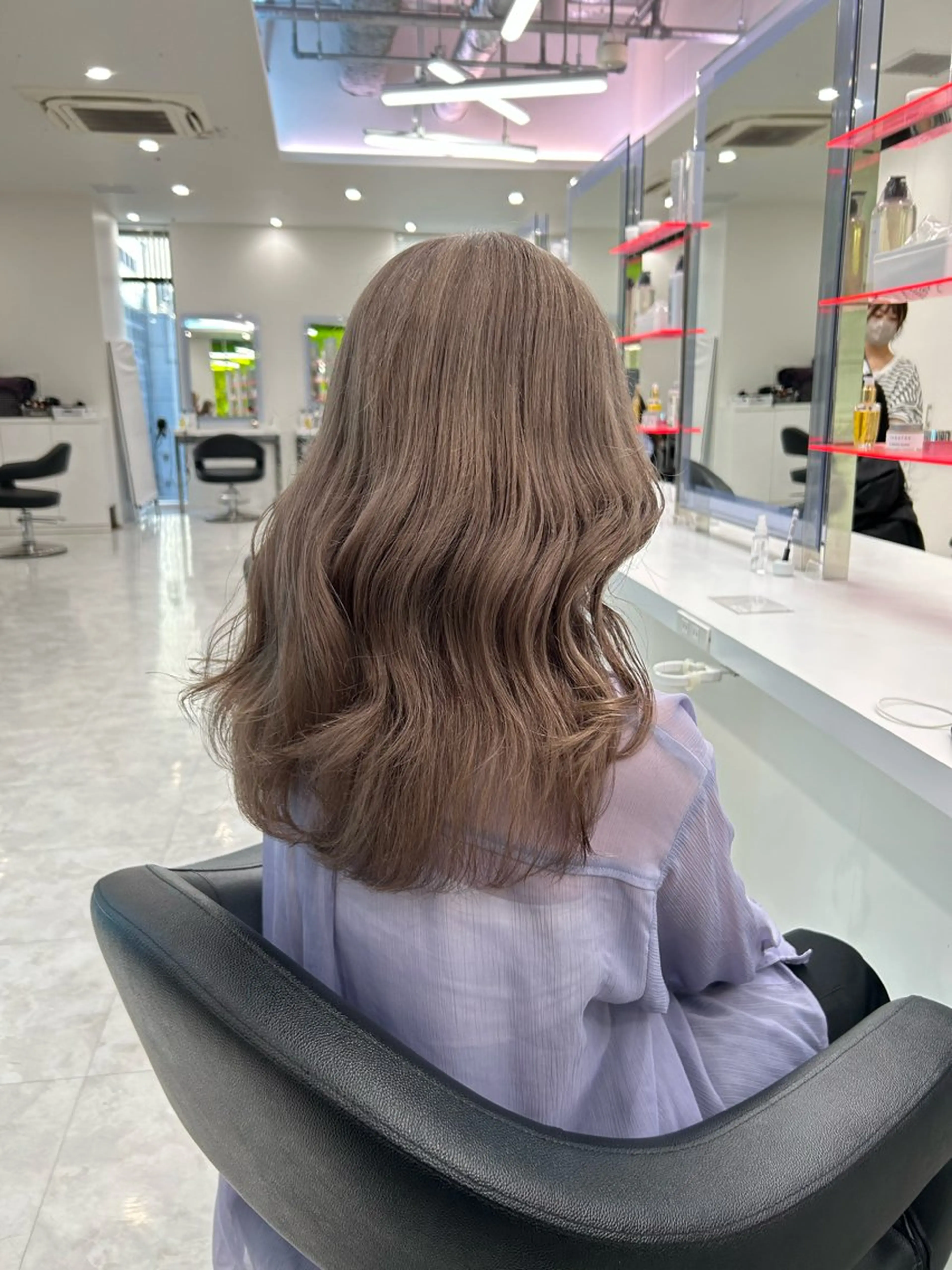 ミディアム カラー ブリーチ グレージュ ヘアカラー トリートメント ヘッドスパ ヘアセット 💖透け感ベージュ KOTA💖のヘアスタイル