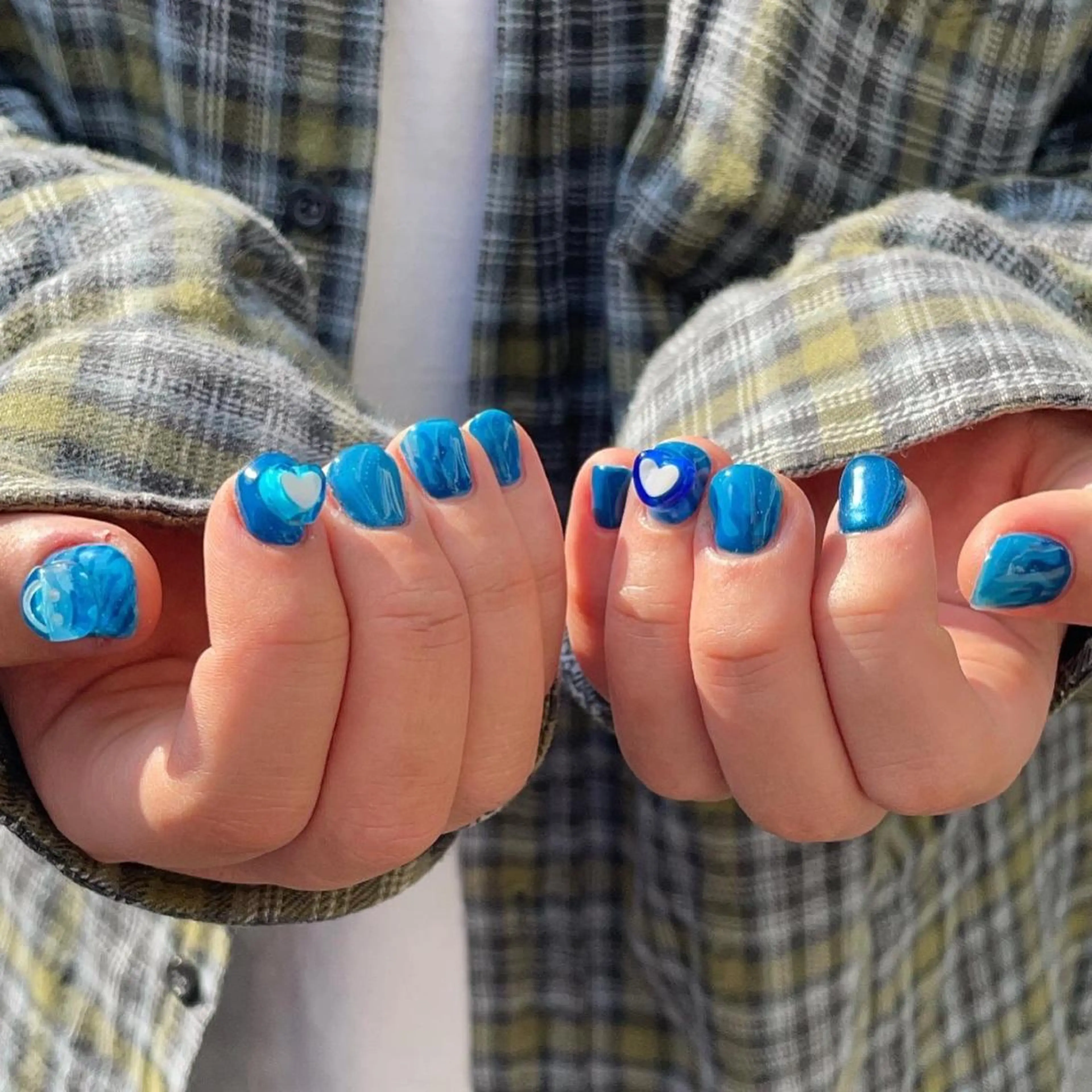 ネイル ブルー メンズ/艶髪/カラー サクラ🌸のヘアスタイル