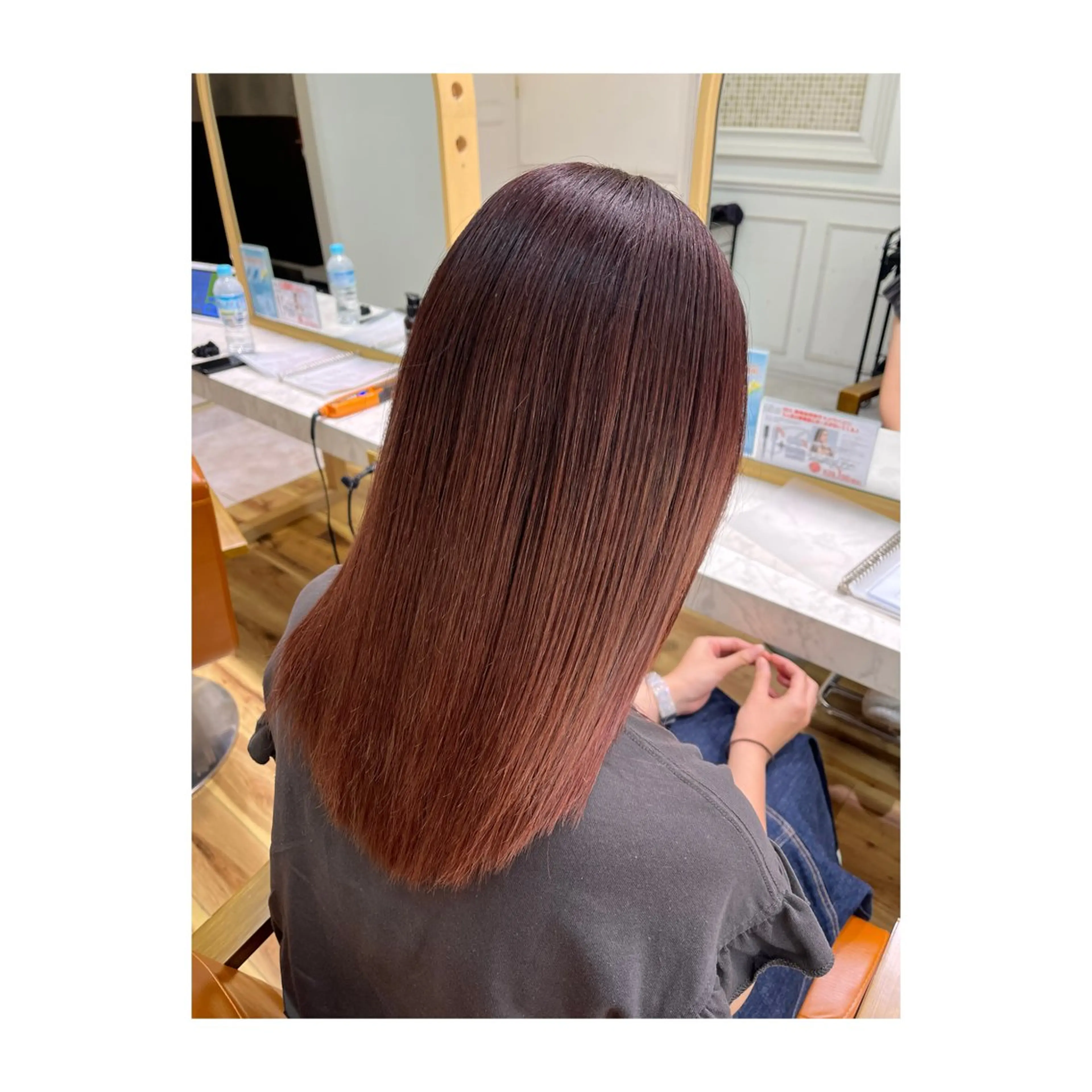 ミディアム カラー ブリーチ グラデーションカラー ブリーチなしカラー ピンクカラー トリートメント カット ヘアカラー トリートメント 長島 美織のヘアスタイル