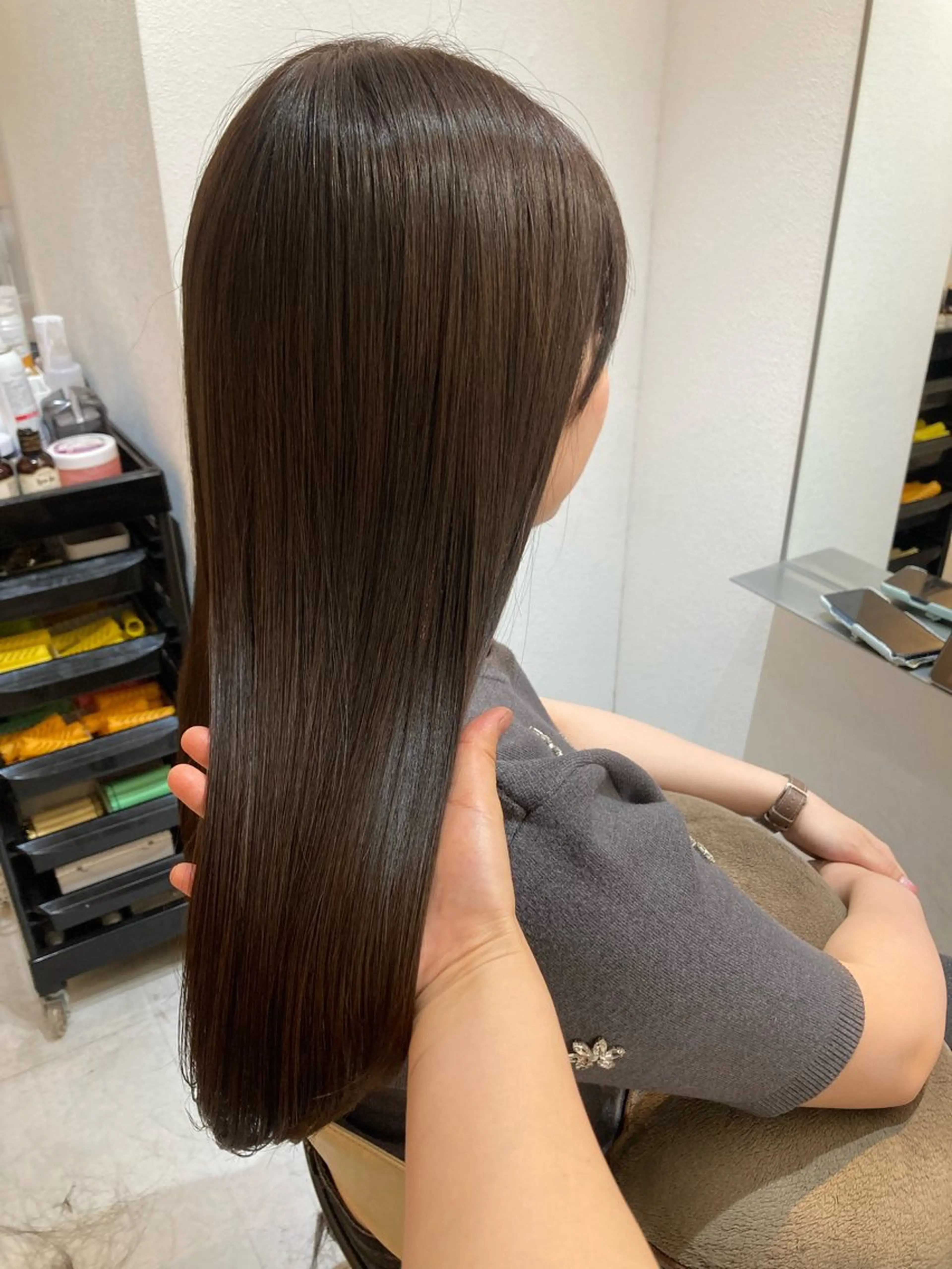 ロング カット ヘアカラー トリートメント ✨色持ちの良い艶 カラー✨蟹江真世のヘアスタイル
