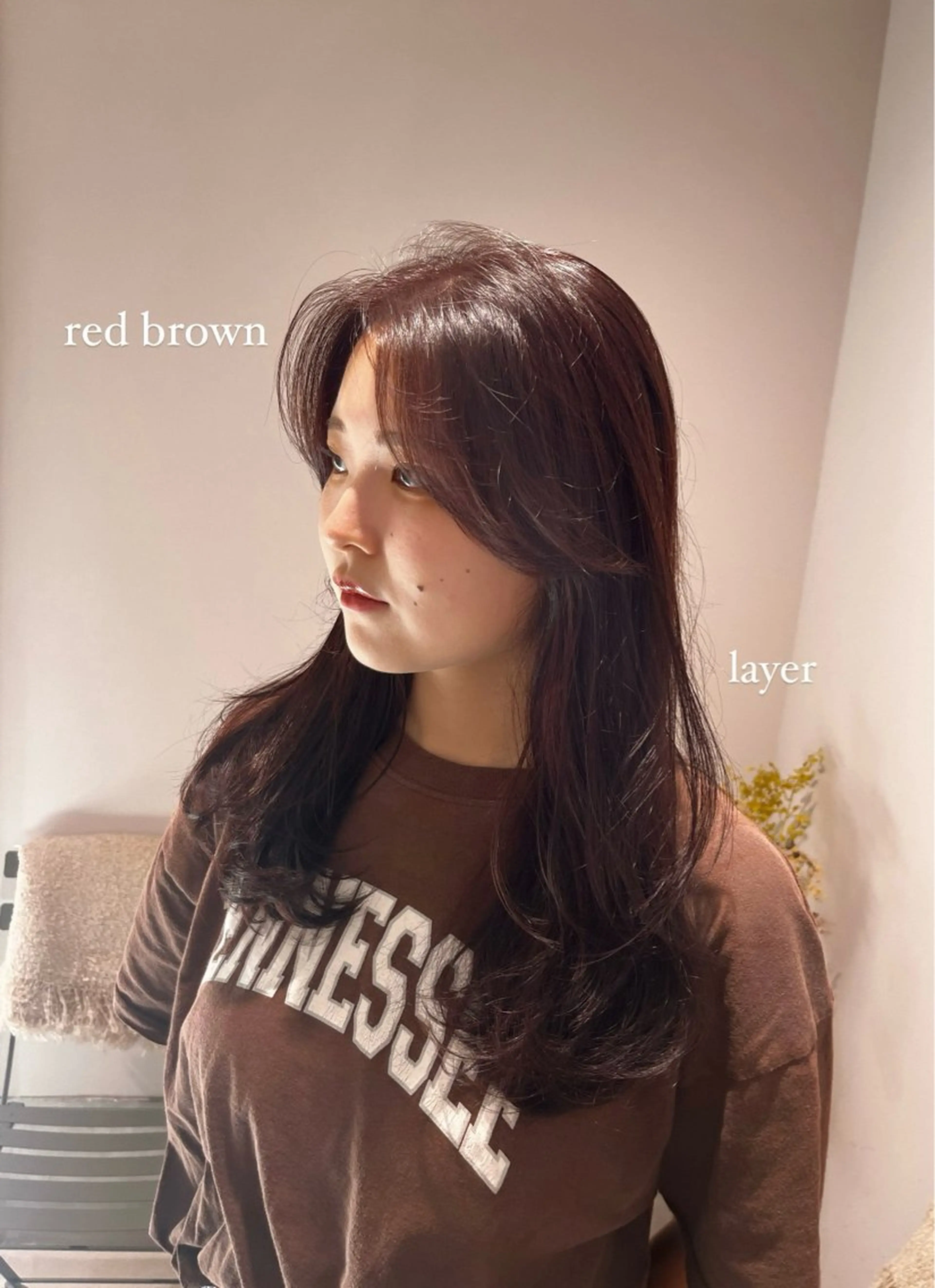 ロング カラー ブラウンカラー ケアカラー レッドカラー レッドブラウン 韓国風ヘア MINX The pass所属・透明感ケアカラー/ レイヤー/ryokaのヘアスタイル