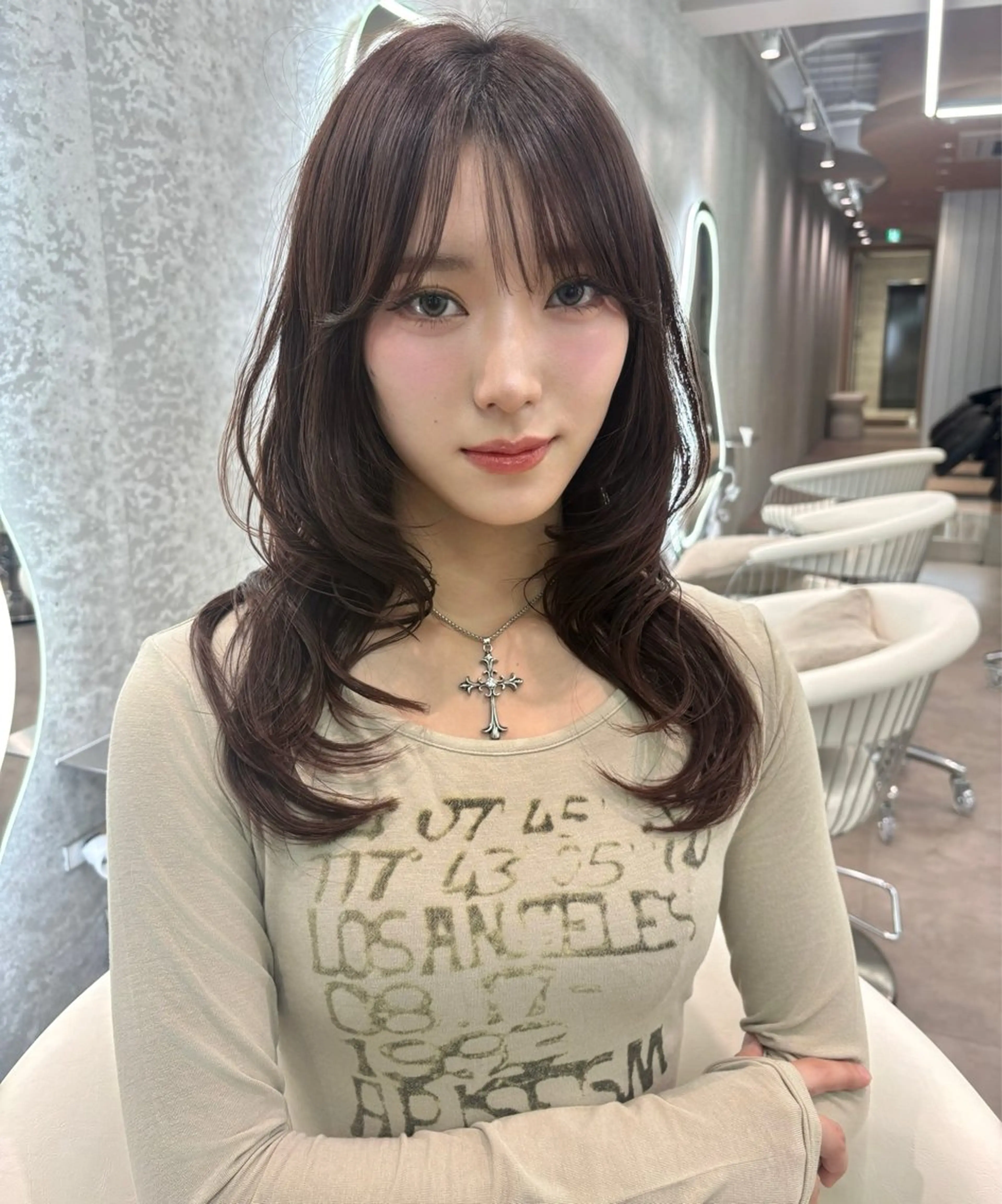 セミロング カラー ヘアアレンジ カット ヘアカラー トリートメント ヘアセット 大宮‎🤍韓国ヘア‎ 髪質改善 佐藤 和のヘアスタイル