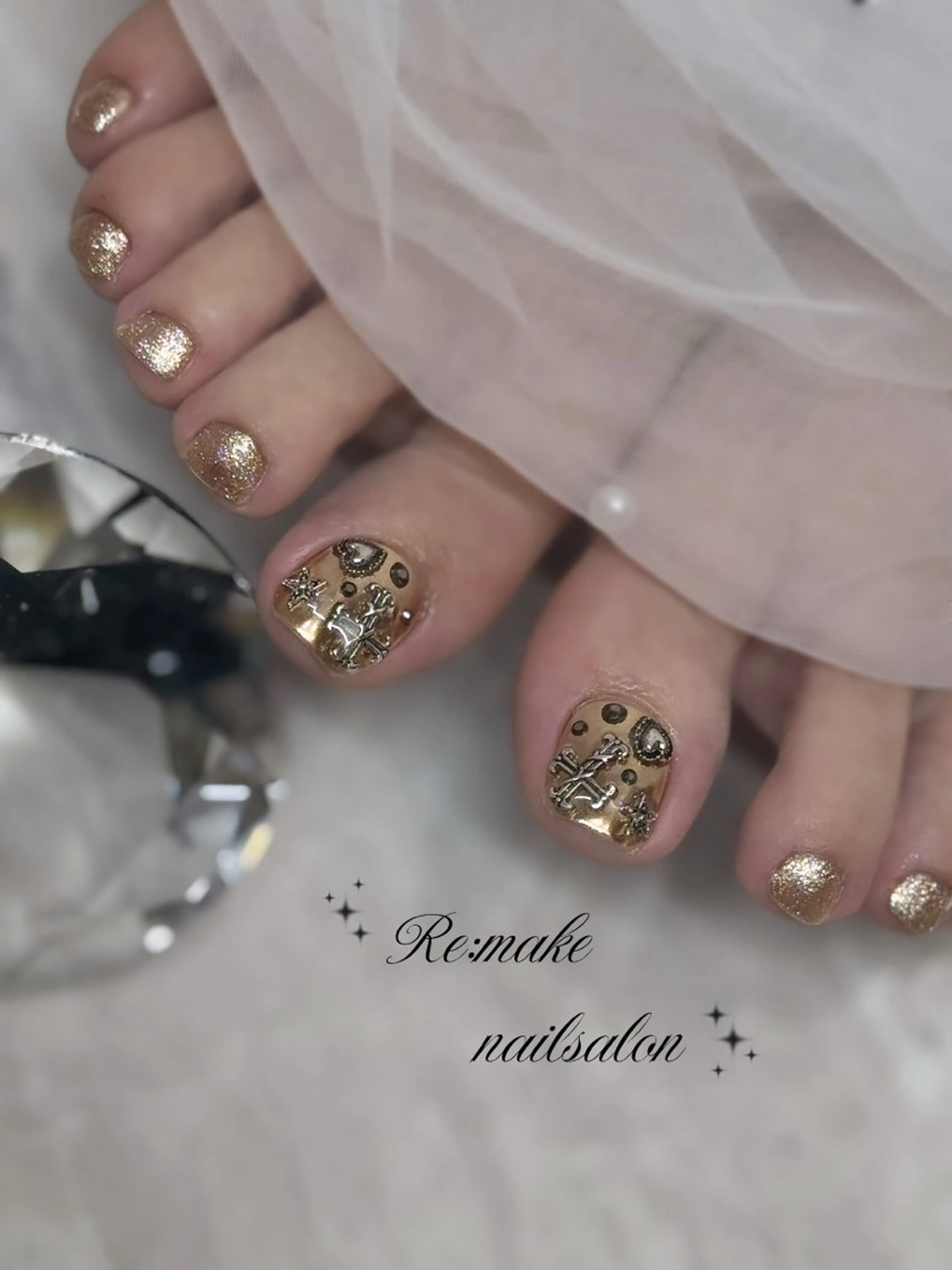 ネイル ミラーネイル フットネイル Suetake Shuriのネイルデザイン