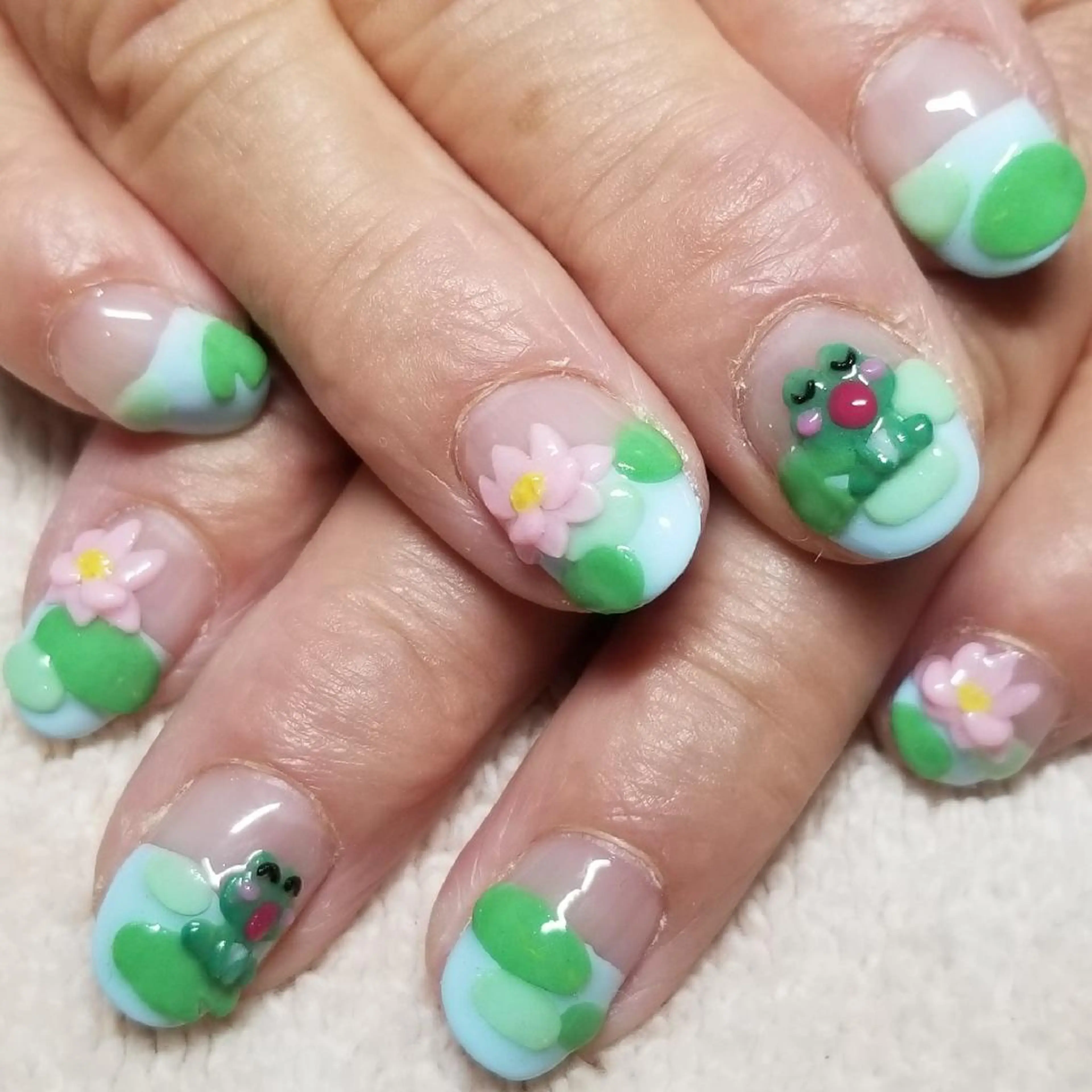 ネイル フレンチネイル 水色 ハンドネイル よしだ ひろきのネイルデザイン