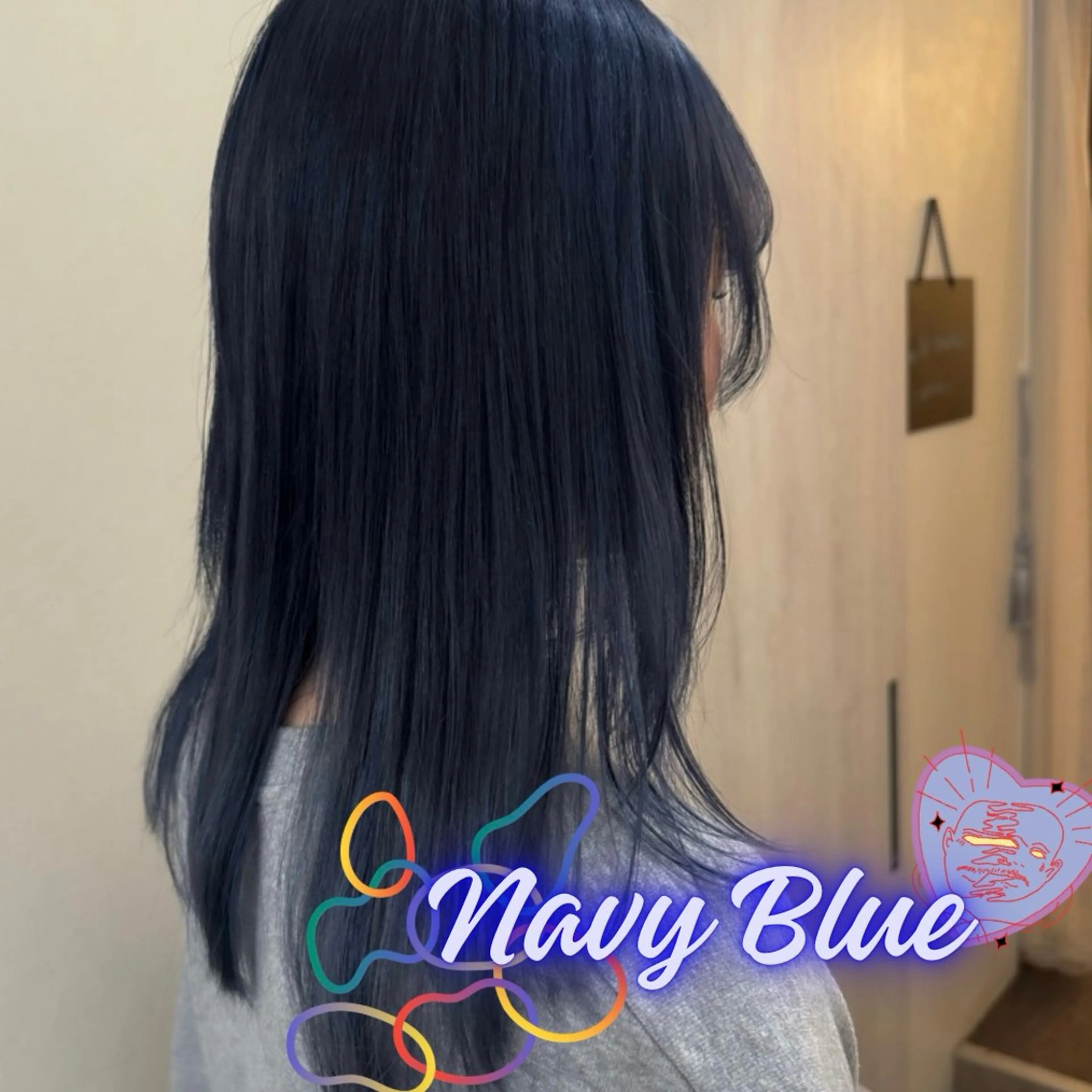 セミロング カラー ブリーチ ブルーカラー ネイビーカラー Fuu.by lupine所属・12日空きあり 🌟misatoのヘアスタイル