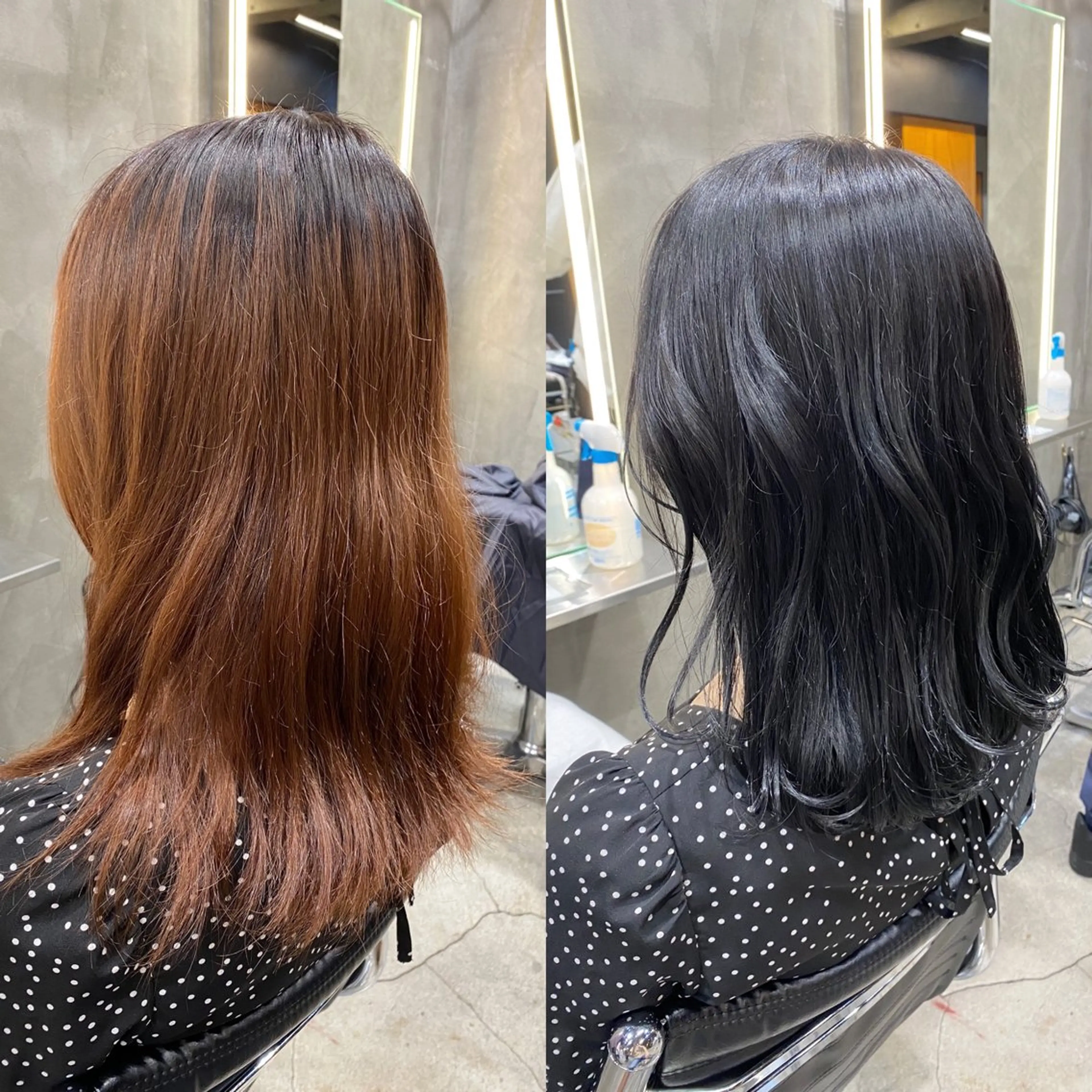 カラー 黒髪 ブルーカラー ブルーブラック カット ヘアカラー トリートメント ブリーチなしダブル カラー🧸🐺陽介のヘアスタイル
