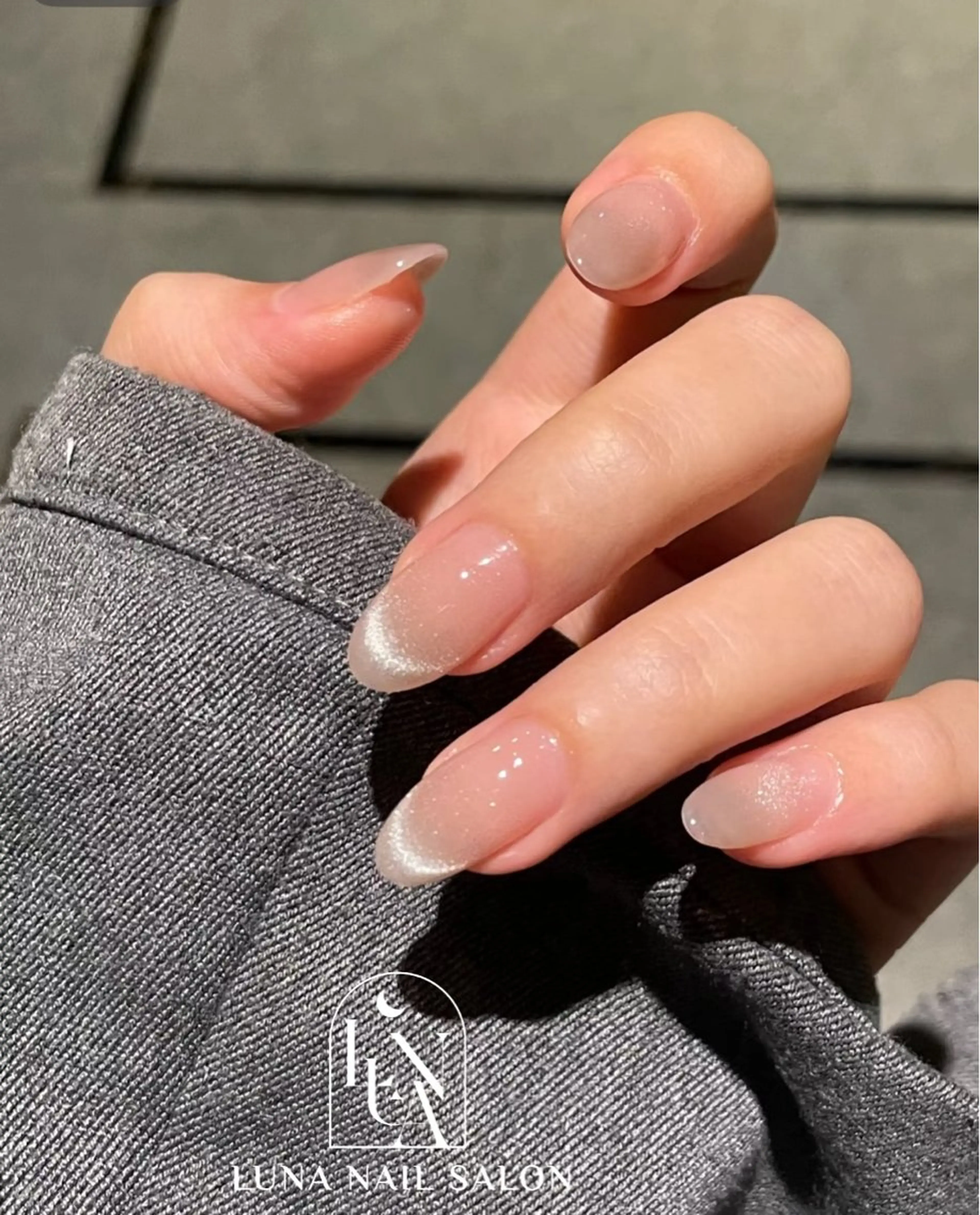 ネイル アートネイル フレンチネイル ジェルネイル ガラスフレンチ 韓国ネイル Kitty ^のネイルデザイン