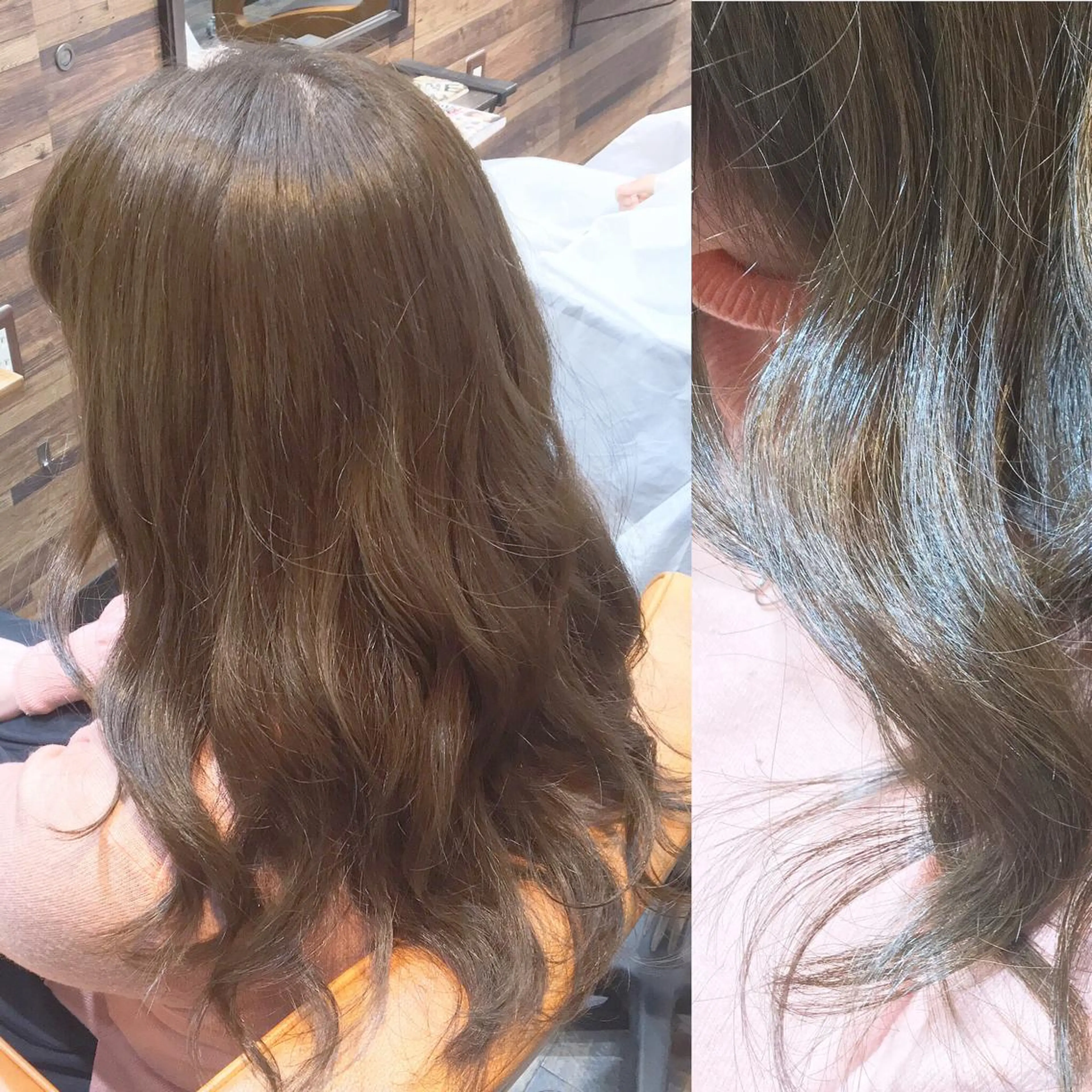 ロング カラー アッシュ ブリーチ ミント ブリーチなしカラー MITSU ✂️のヘアスタイル