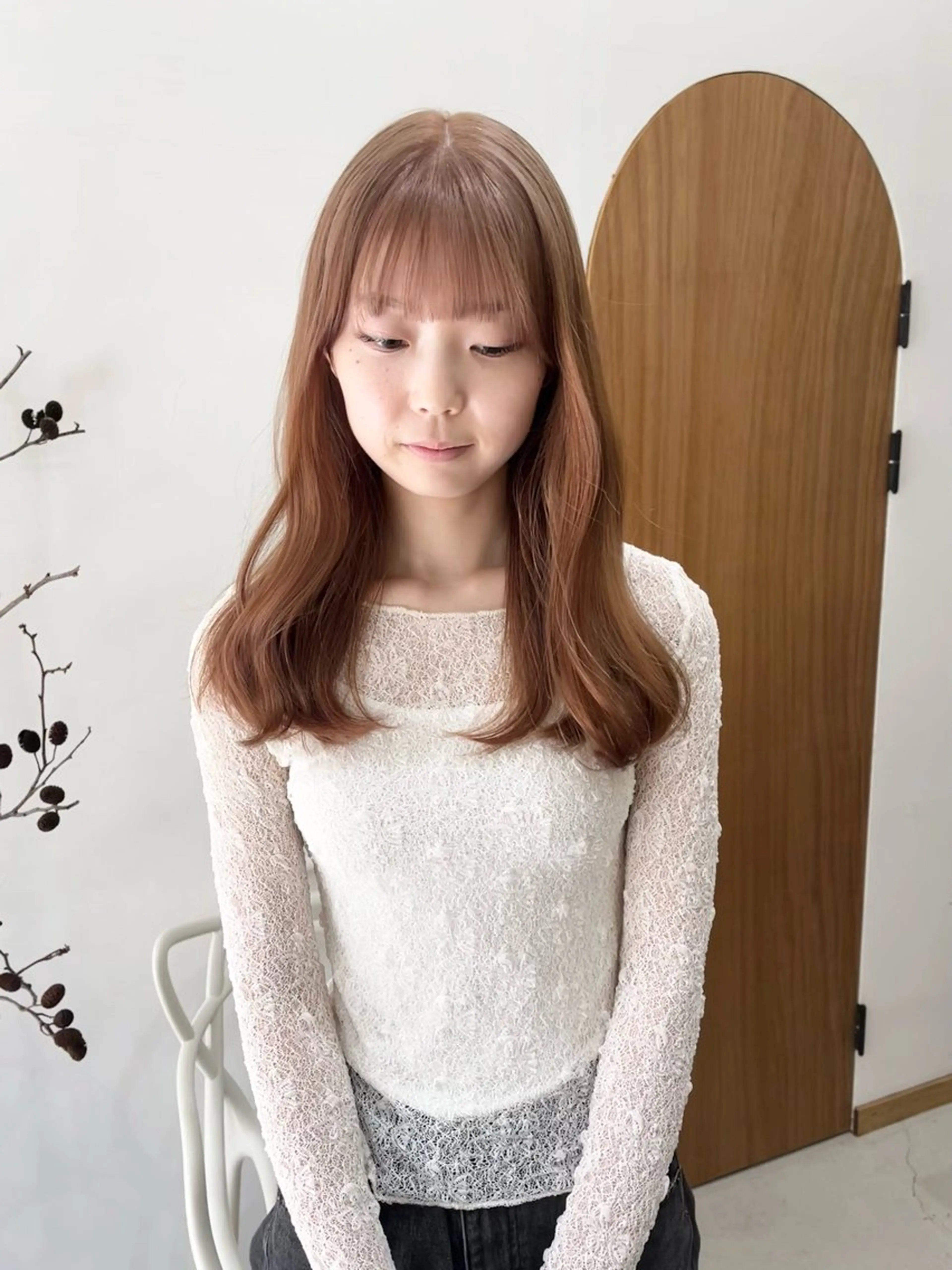 ロング カラー ヘアアレンジ ブリーチ ヘアカラー トリートメント ena/ブリーチなし 暖色・ベージュ🎀のヘアスタイル