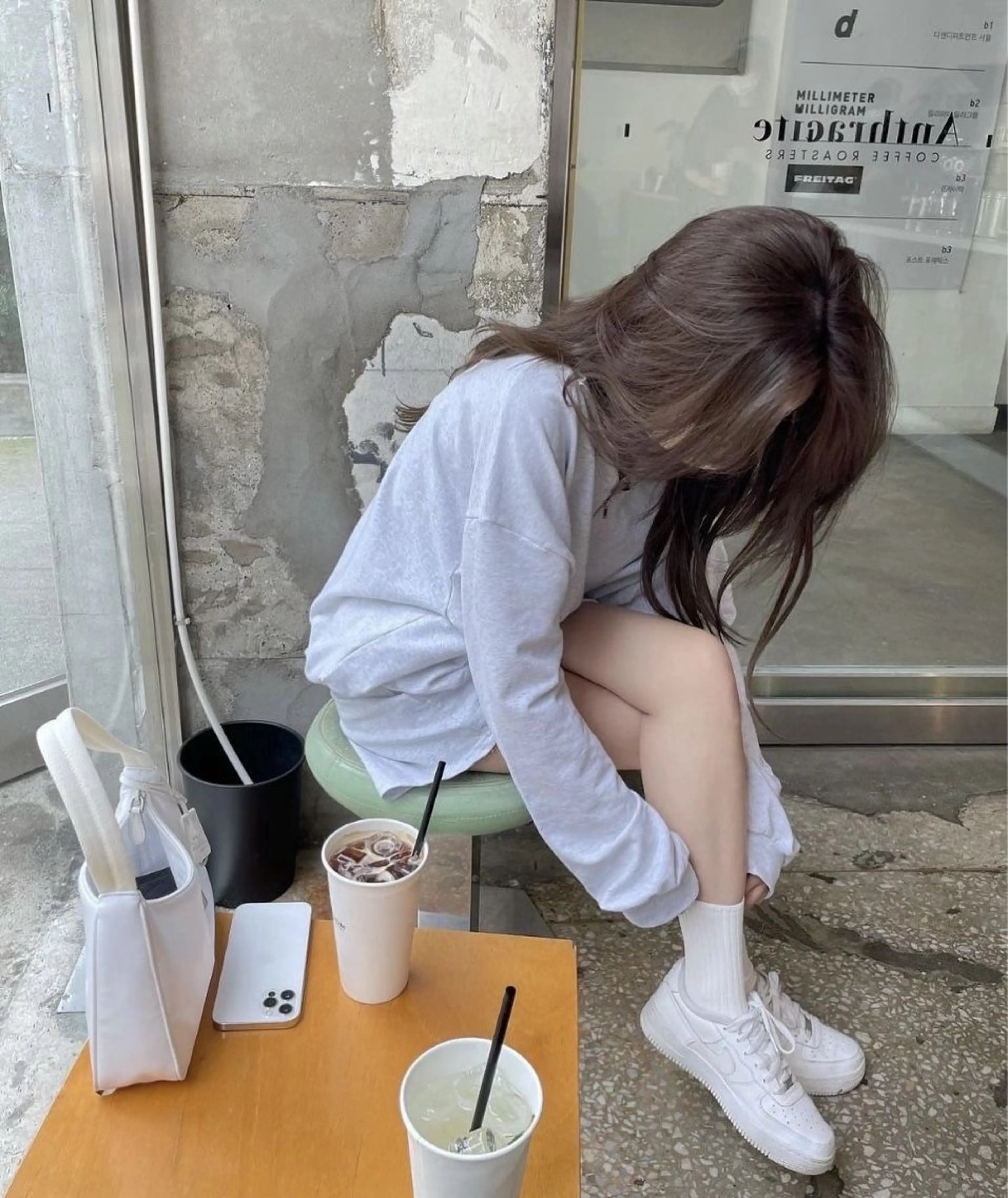 セミロング カラー ヘアアレンジ ブラウンカラー ラベンダーカラー ラベンダーブラウン ヘアカラー トリートメント ヘアセット 韓国トレンドの 達人♡のヘアスタイル